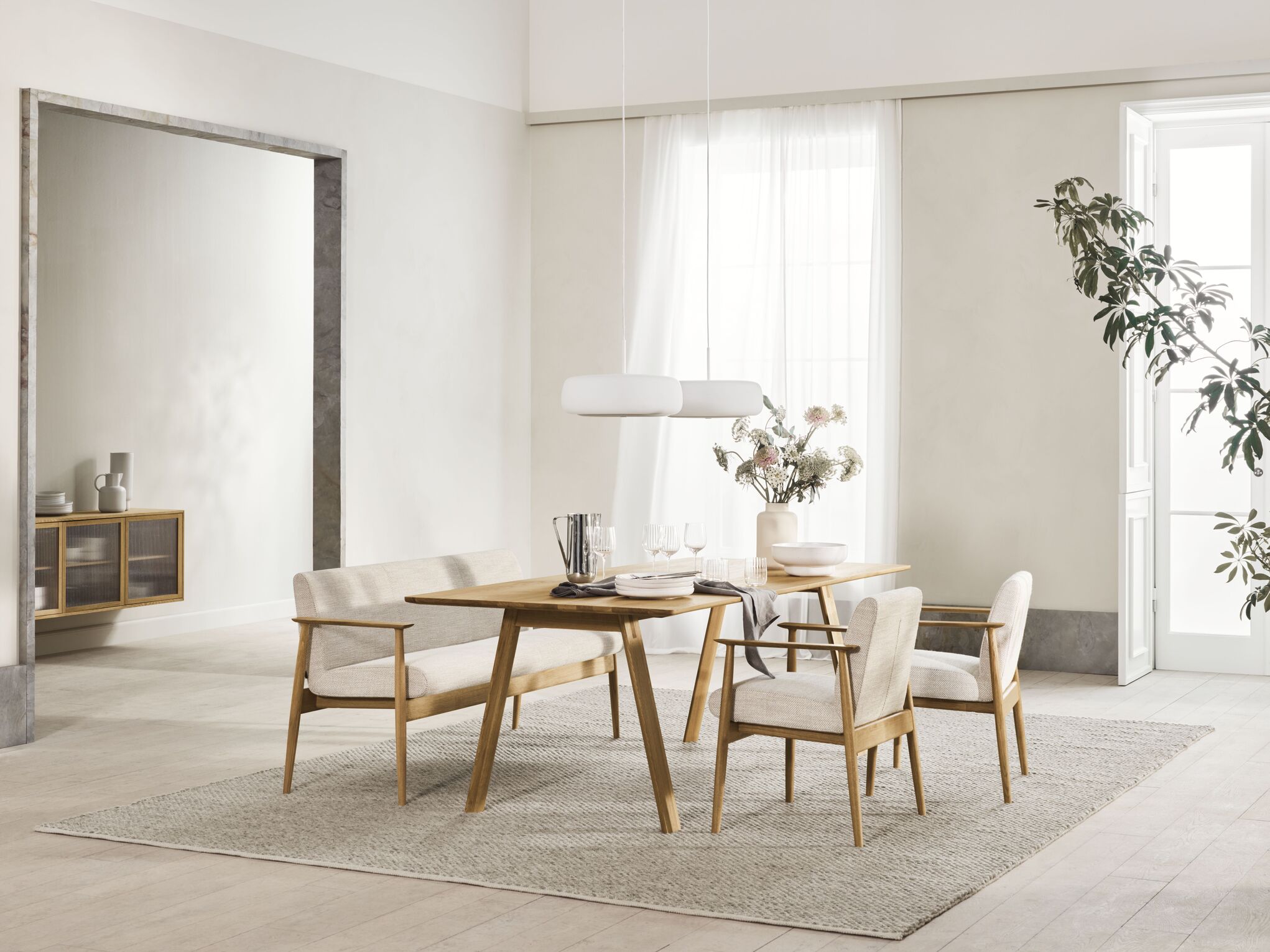 Uittrekbare tafel HILL van eikenhout