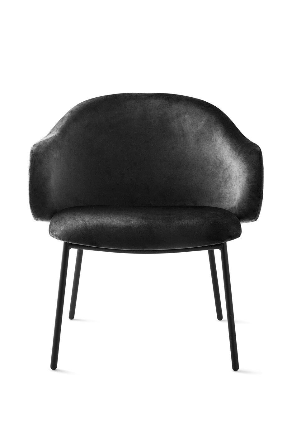 HOLLY upholstered armchair with a black base