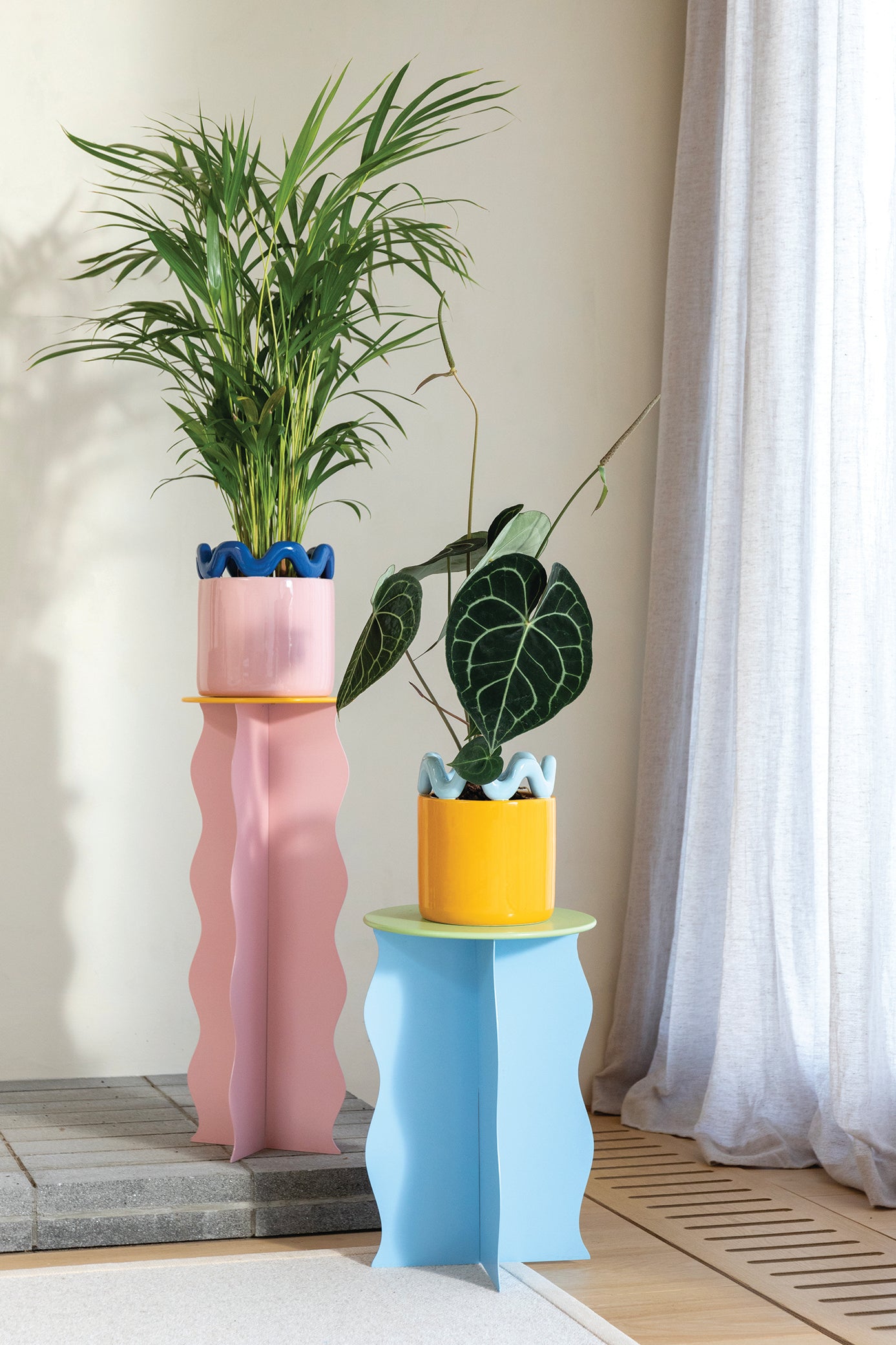 Bloempot SWAY groen met roze