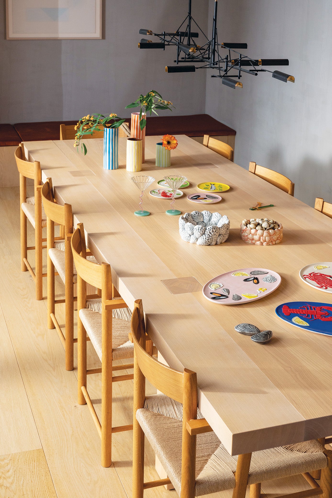 RAY vase orange with white and pink