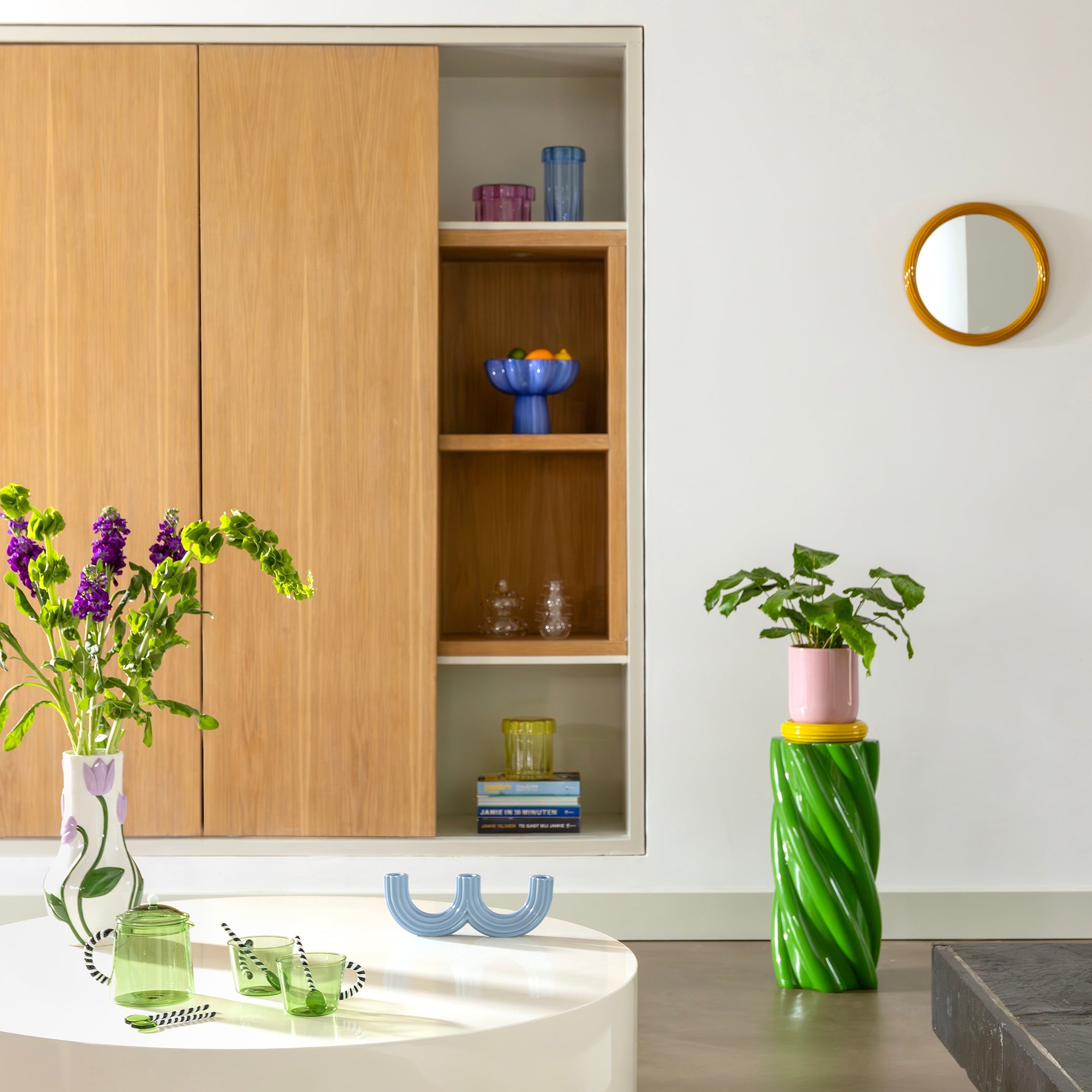 Rundes Spiegel CHURROS senfgelb