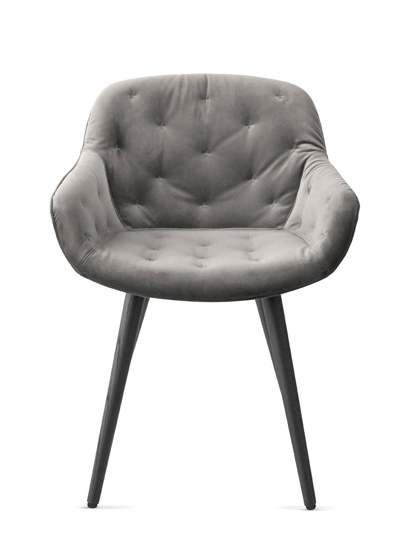 IGLOO Armchair with Upholstered Seat and Black Wooden Base