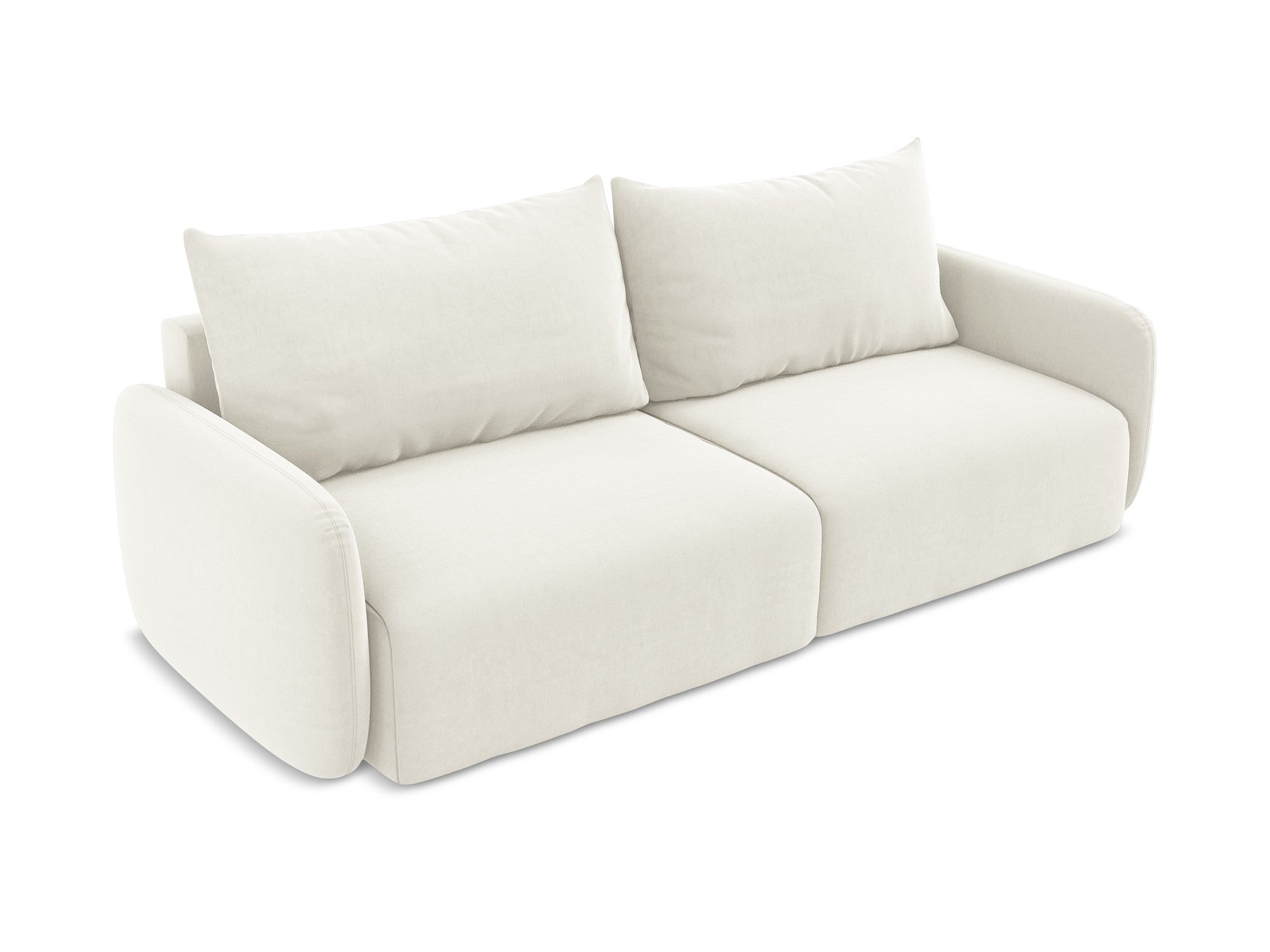 Sofa van fluweel voor 3 personen met slaapfunctie KALENA lichtbeige