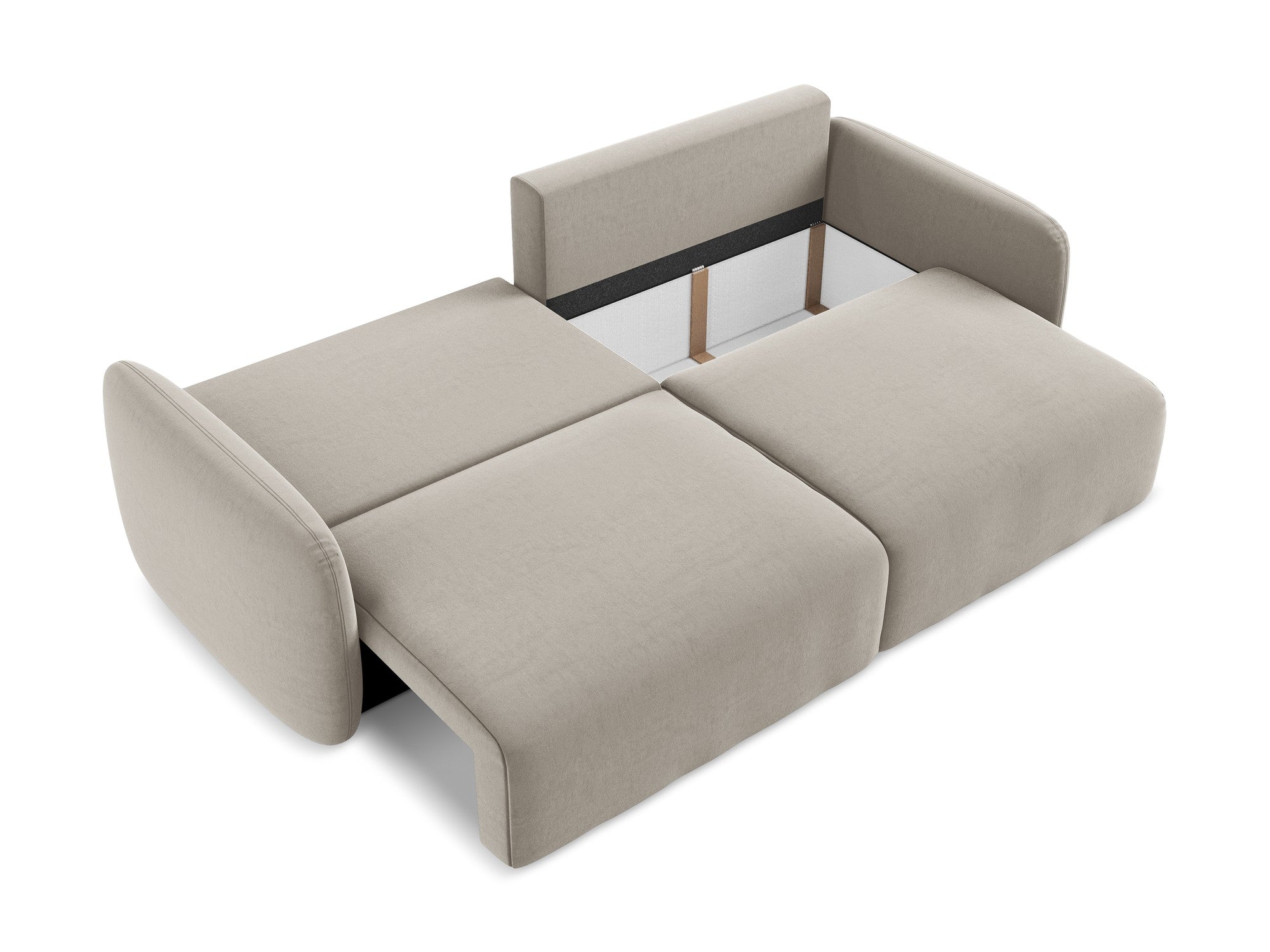 Sofa aus Samt für 3 Personen mit Schlaf-Funktion KALENA taupe