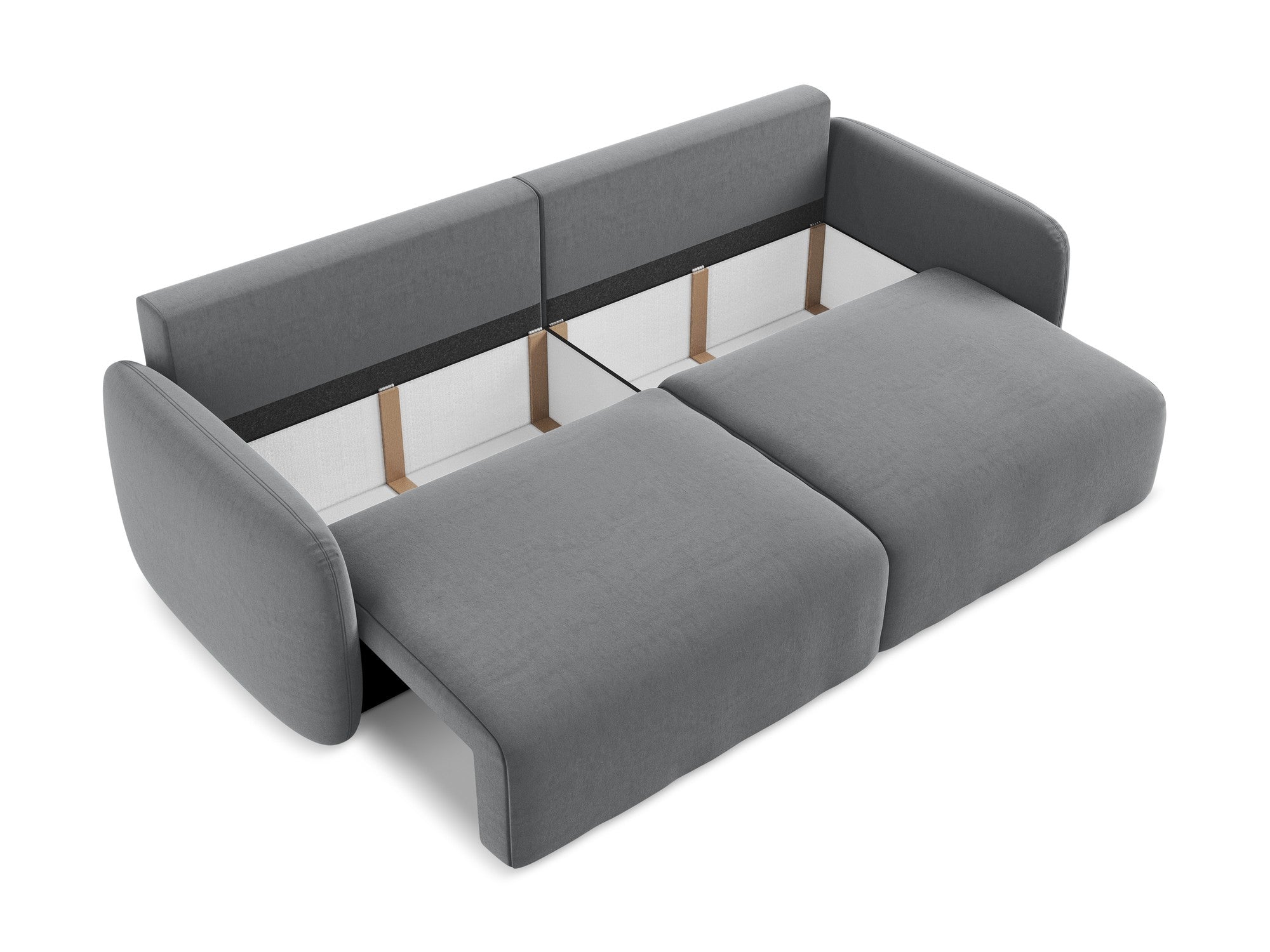 Velvet 3-Seater Sofa with Sleeping Function KALENA Steel Gray