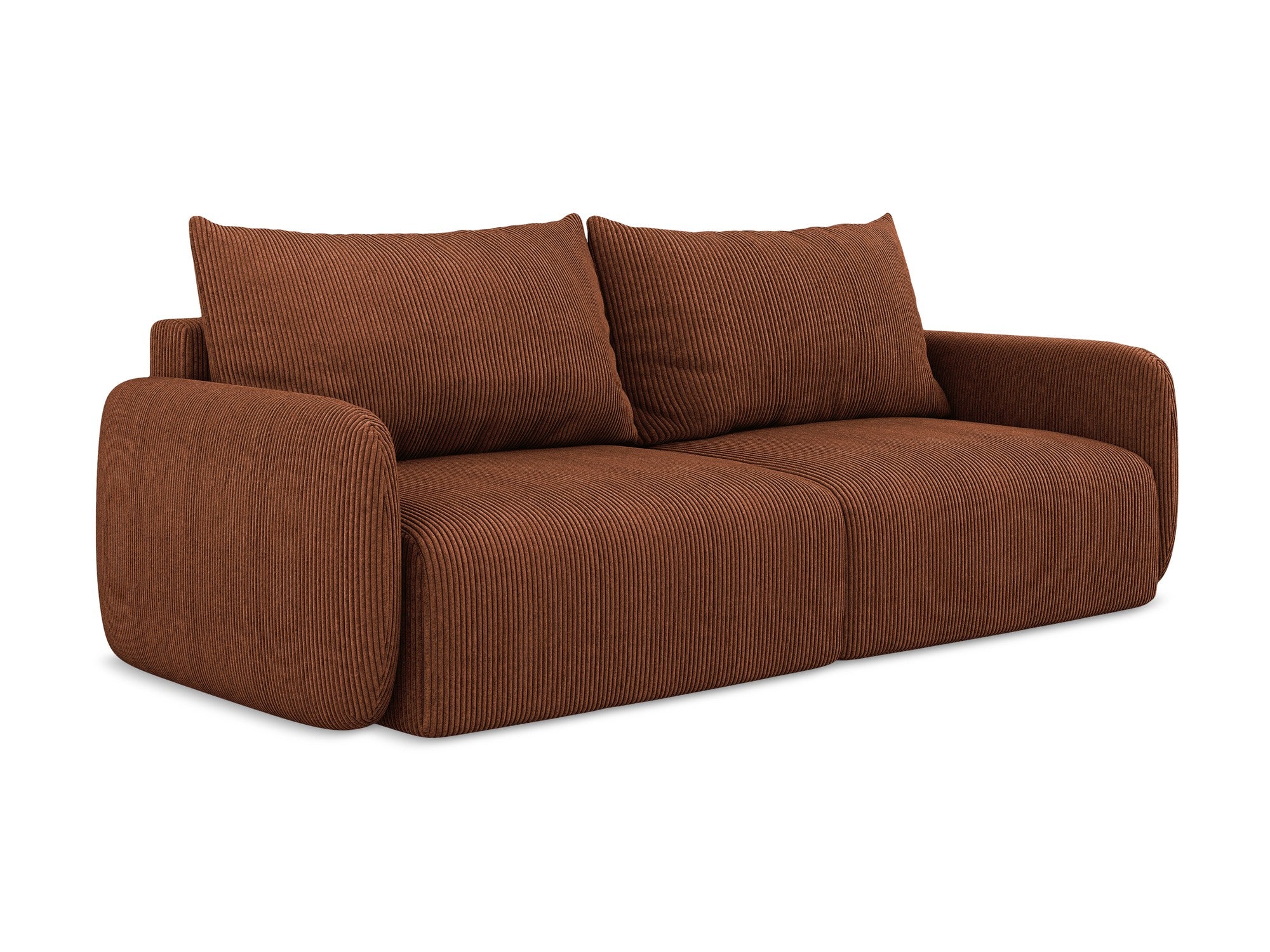Sofa 3-zits met slaapfunctie KALENA terracotta ribfluweel