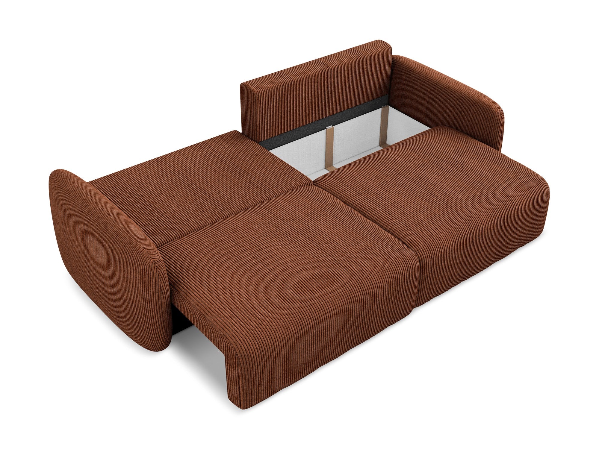 Sofa 3-zits met slaapfunctie KALENA terracotta ribfluweel