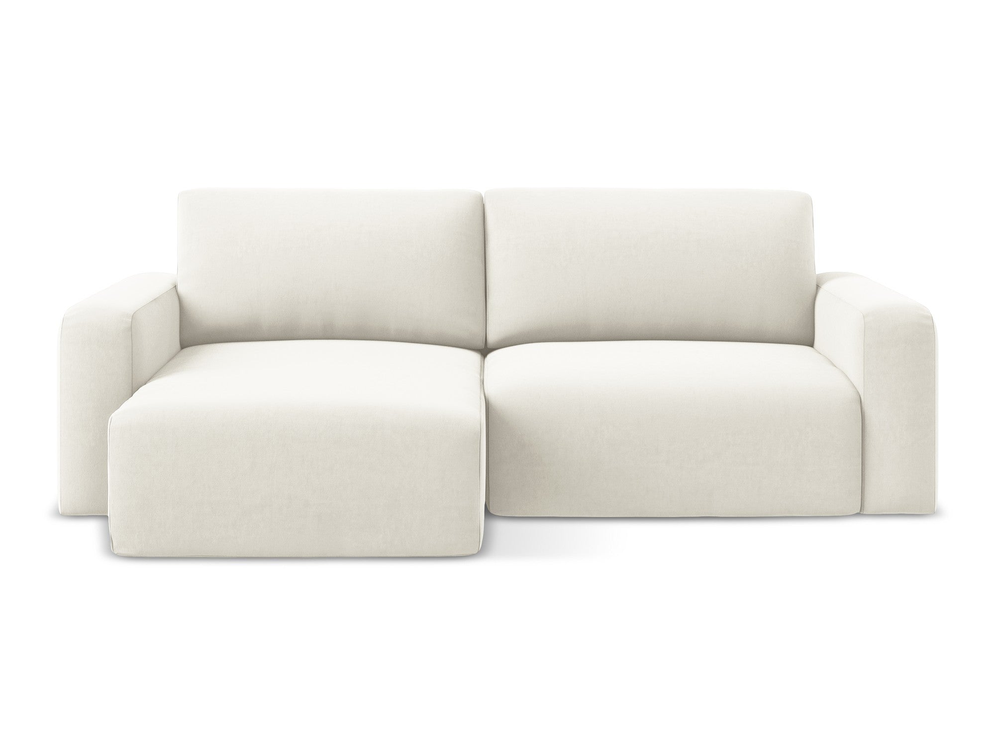 Velours hoekbank links met slaapfunctie KONA lichtbeige
