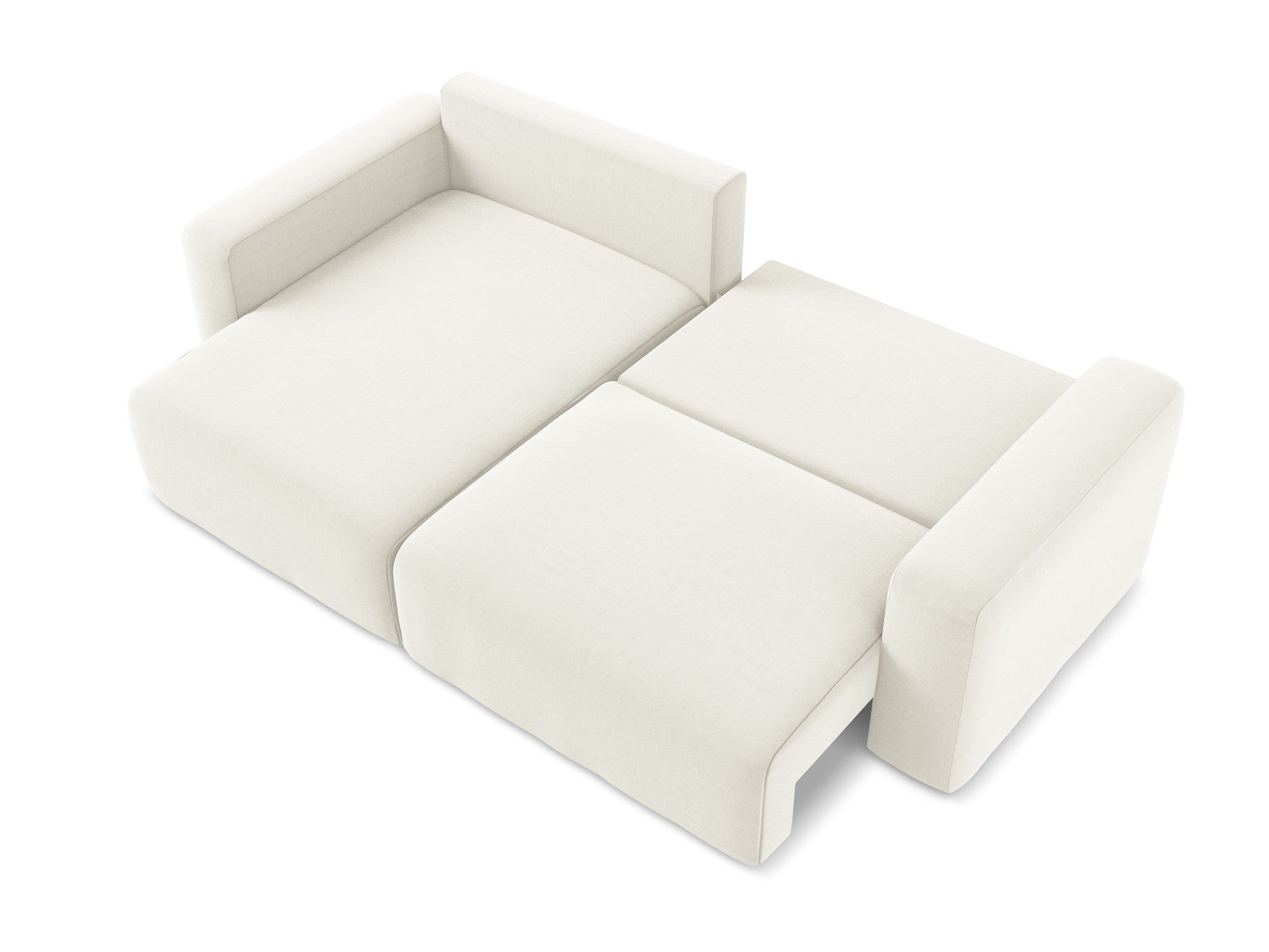 Velours hoekbank links met slaapfunctie KONA lichtbeige