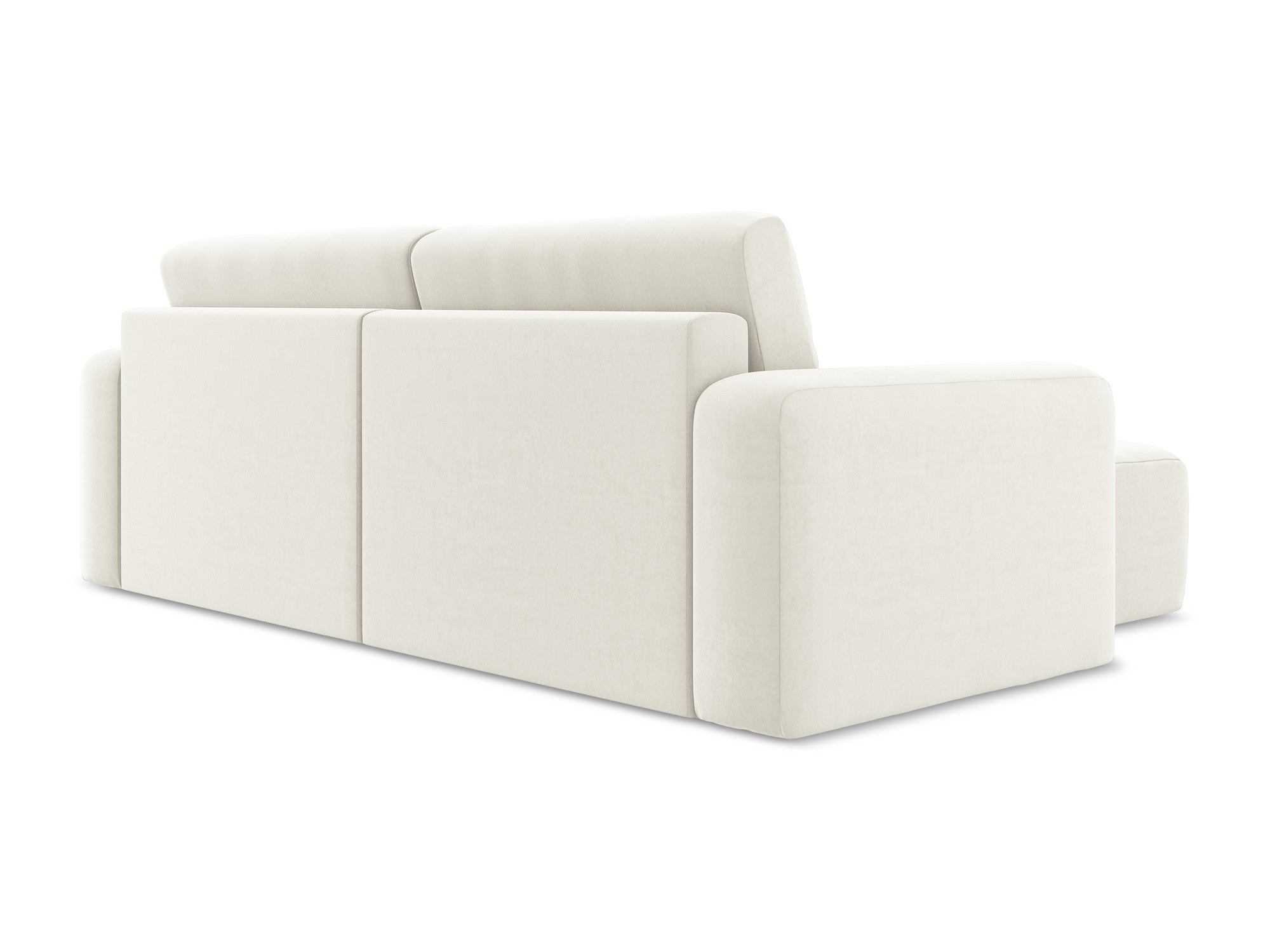 Velours hoekbank links met slaapfunctie KONA lichtbeige