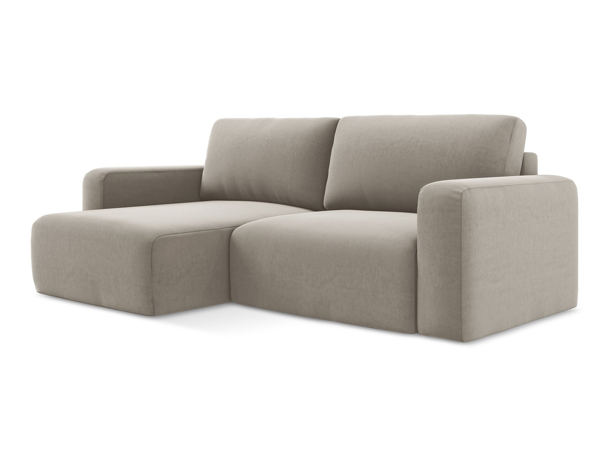 Samt-Ecksofa links mit Schlaffunktion KONA taupe