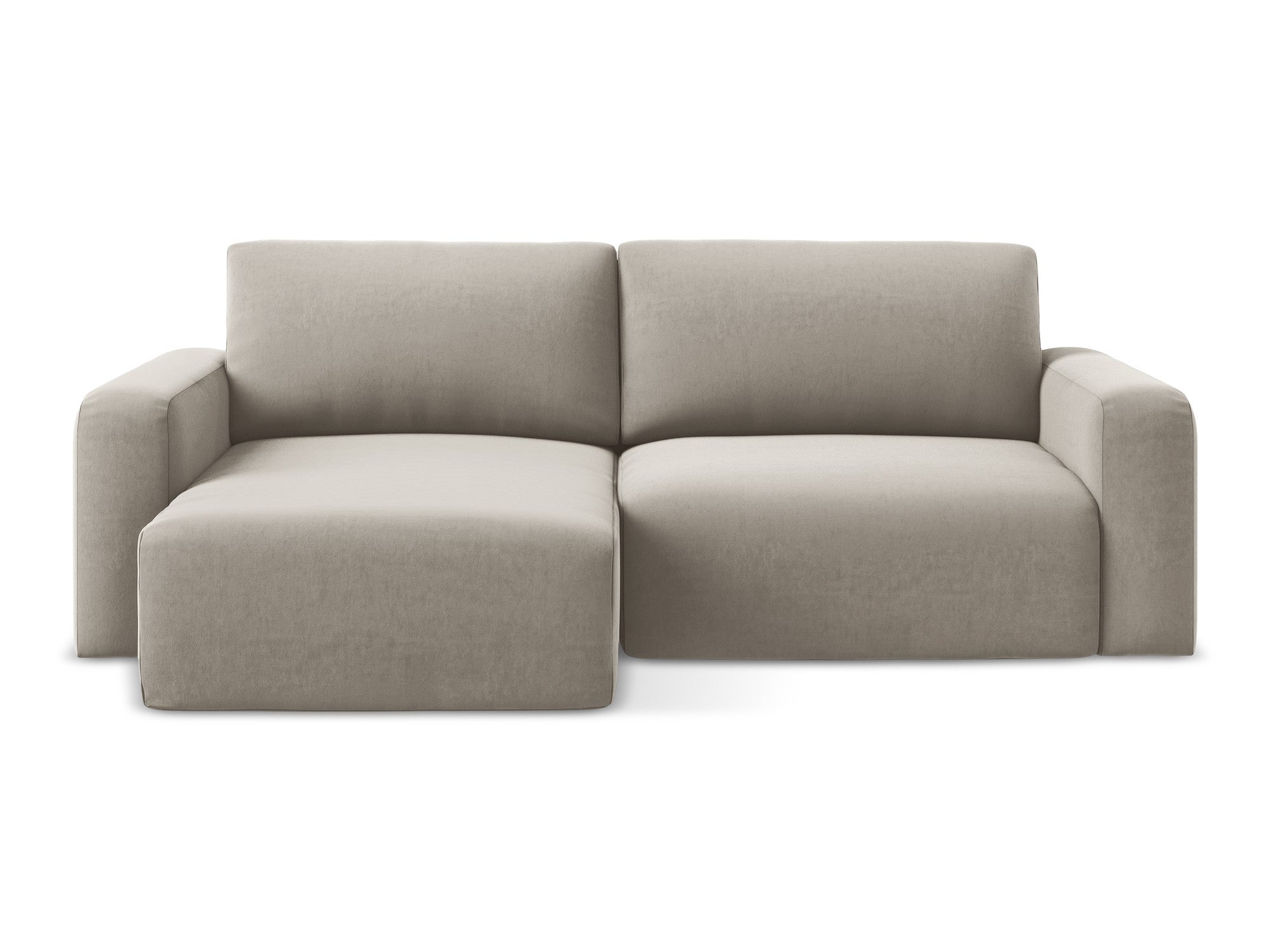 Samt-Ecksofa links mit Schlaffunktion KONA taupe