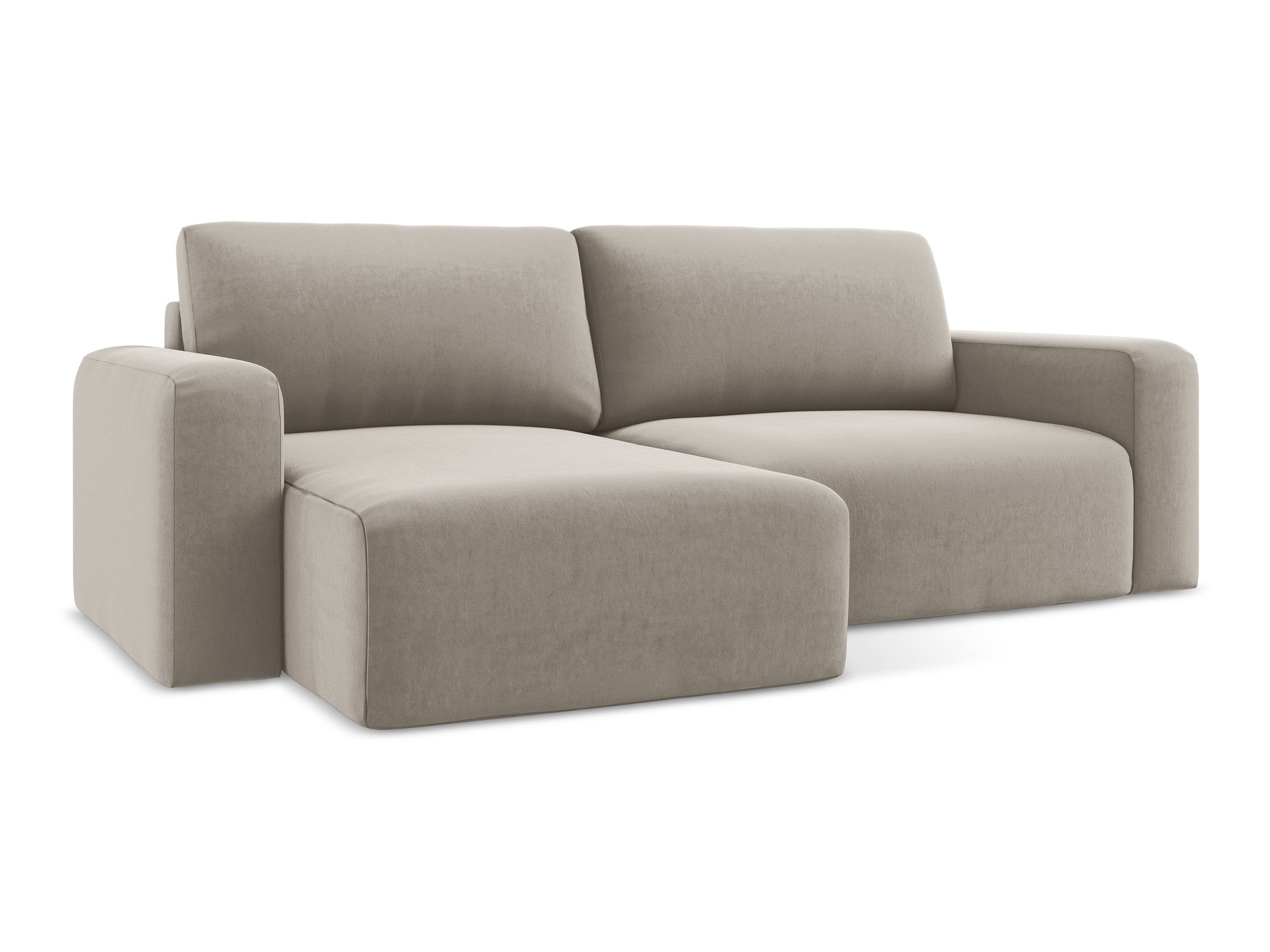 Samt-Ecksofa links mit Schlaffunktion KONA taupe