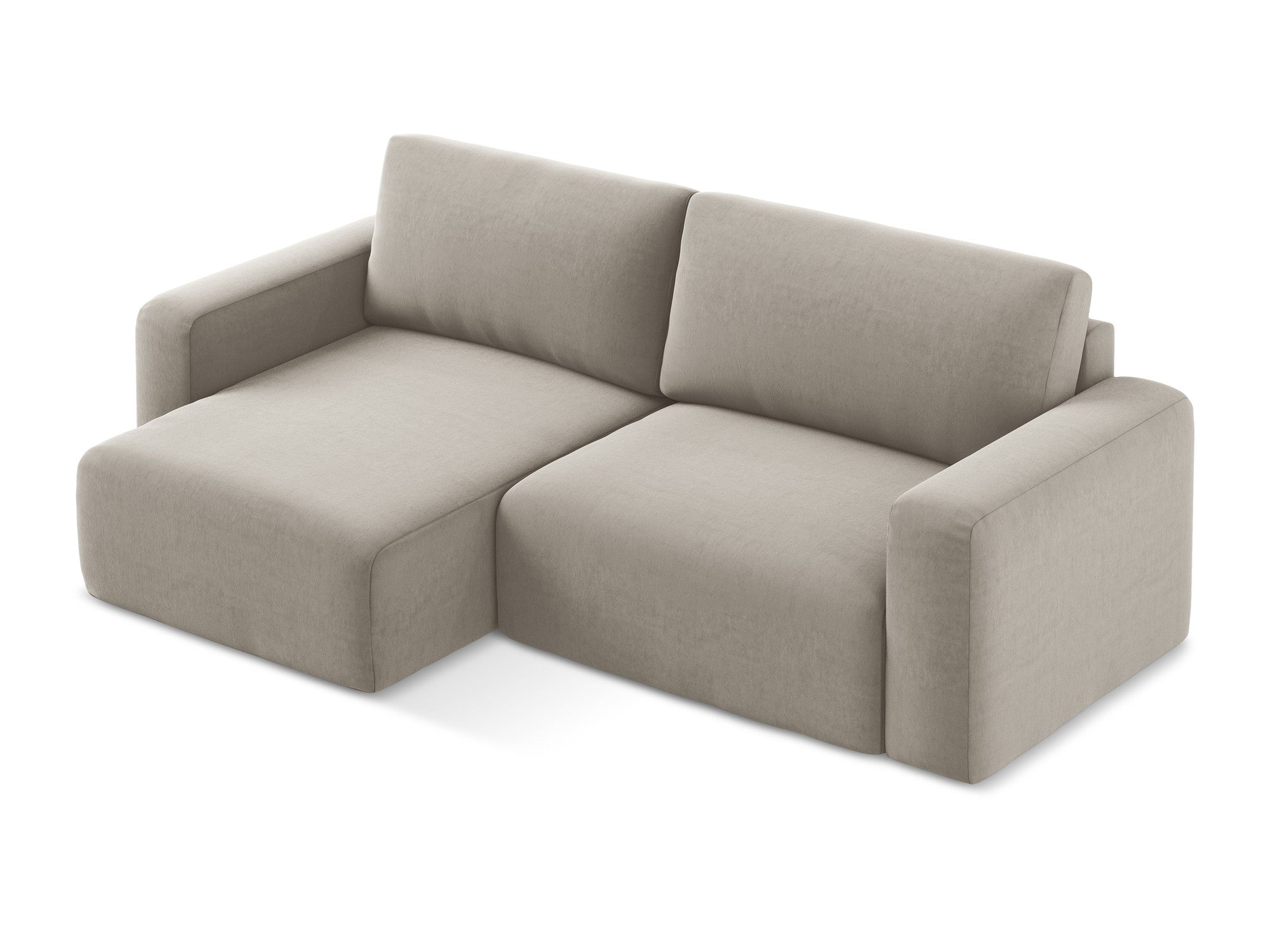 Samt-Ecksofa links mit Schlaffunktion KONA taupe