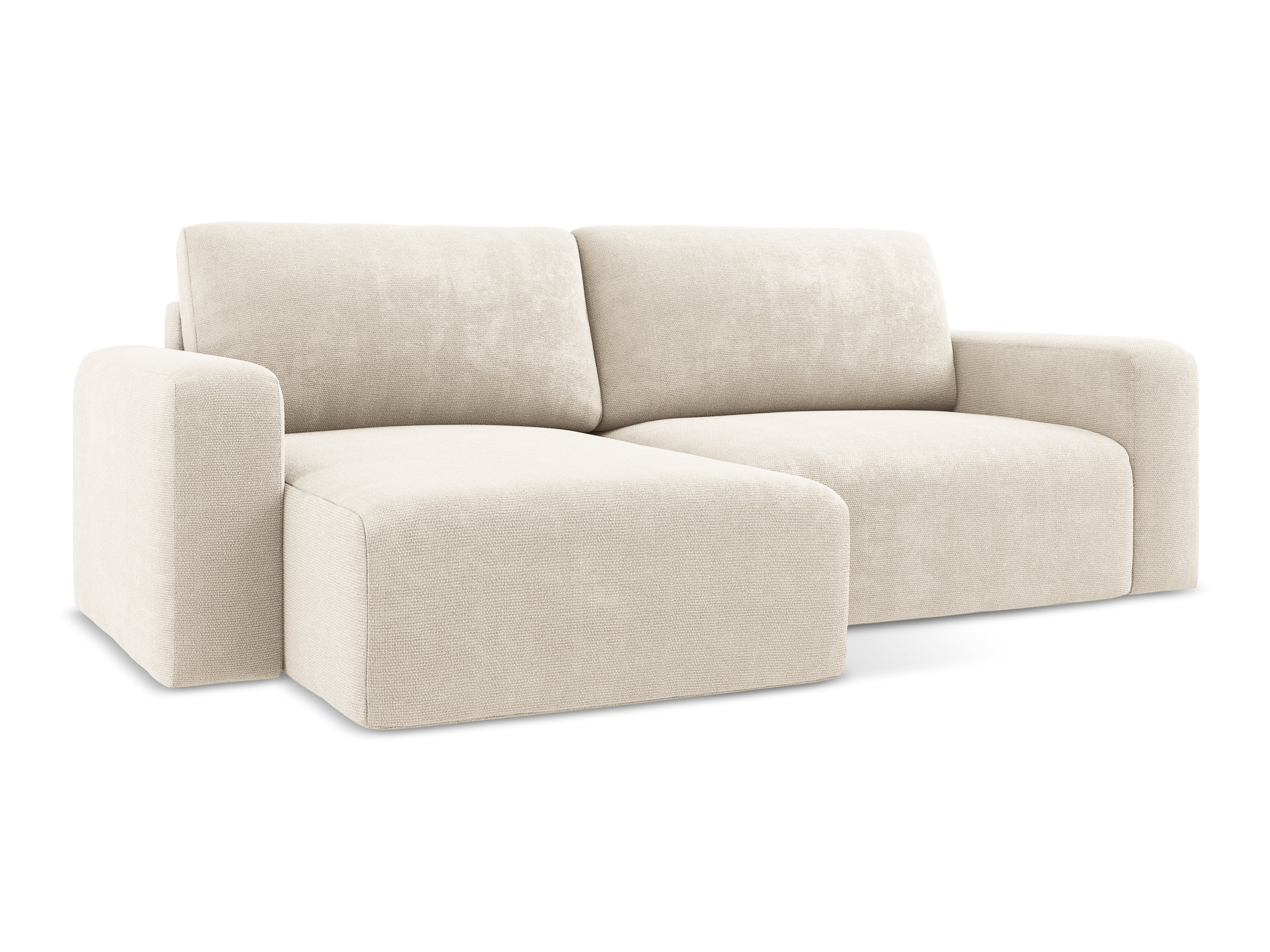 Left-sided corner sofa bed KONA light beige chenille