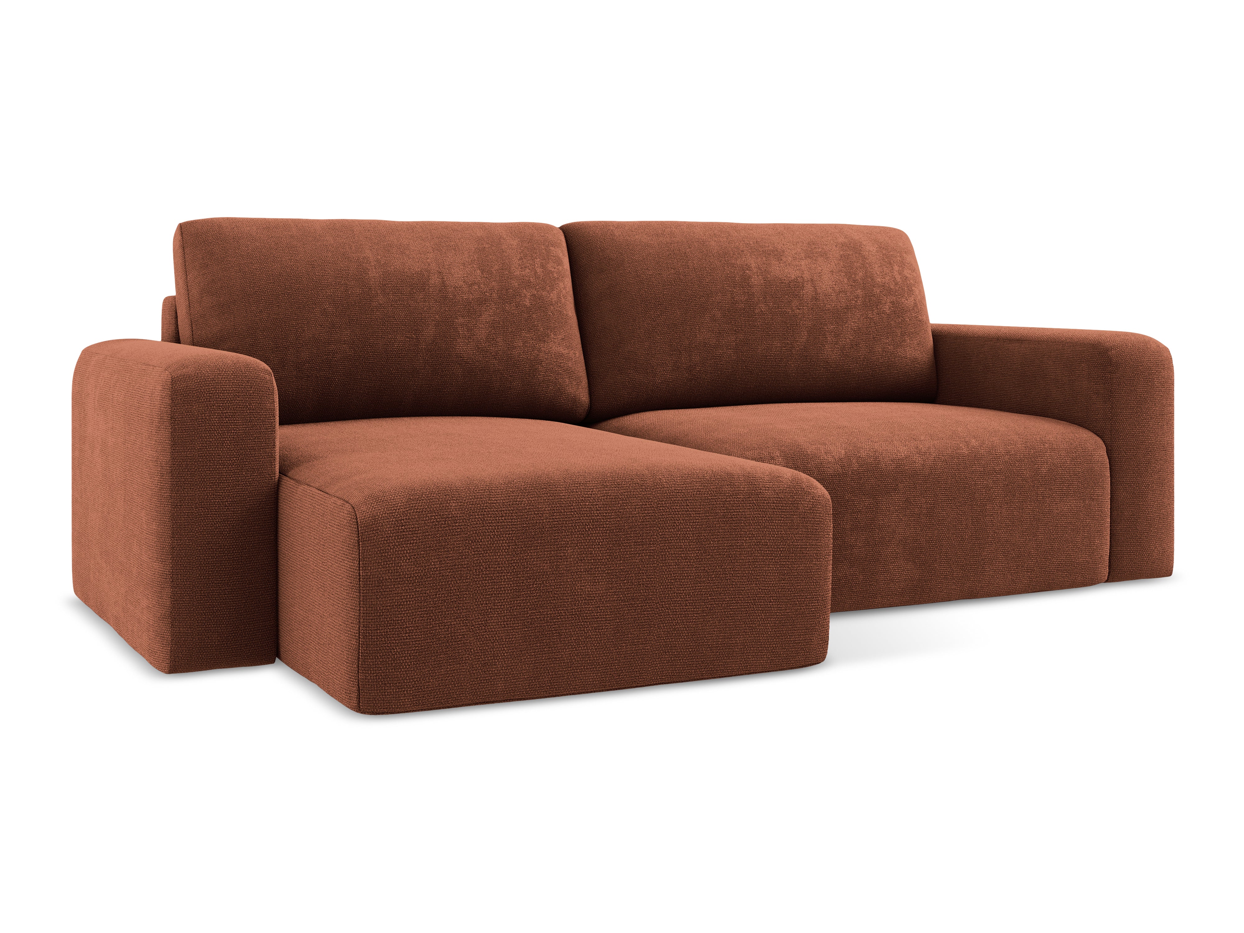 Links hoekbank met slaapfunctie KONA terracotta chenille