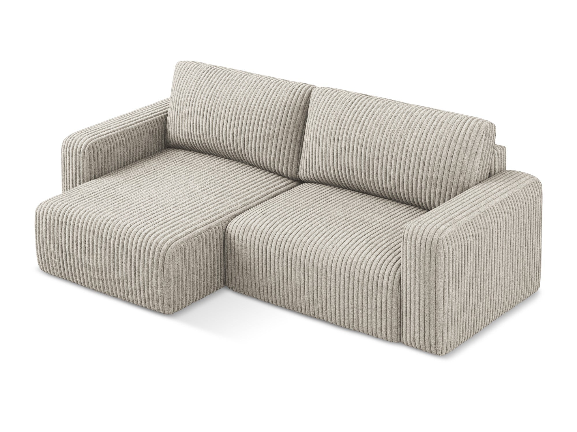 Left-sided corner sofa bed KONA in dark beige corduroy