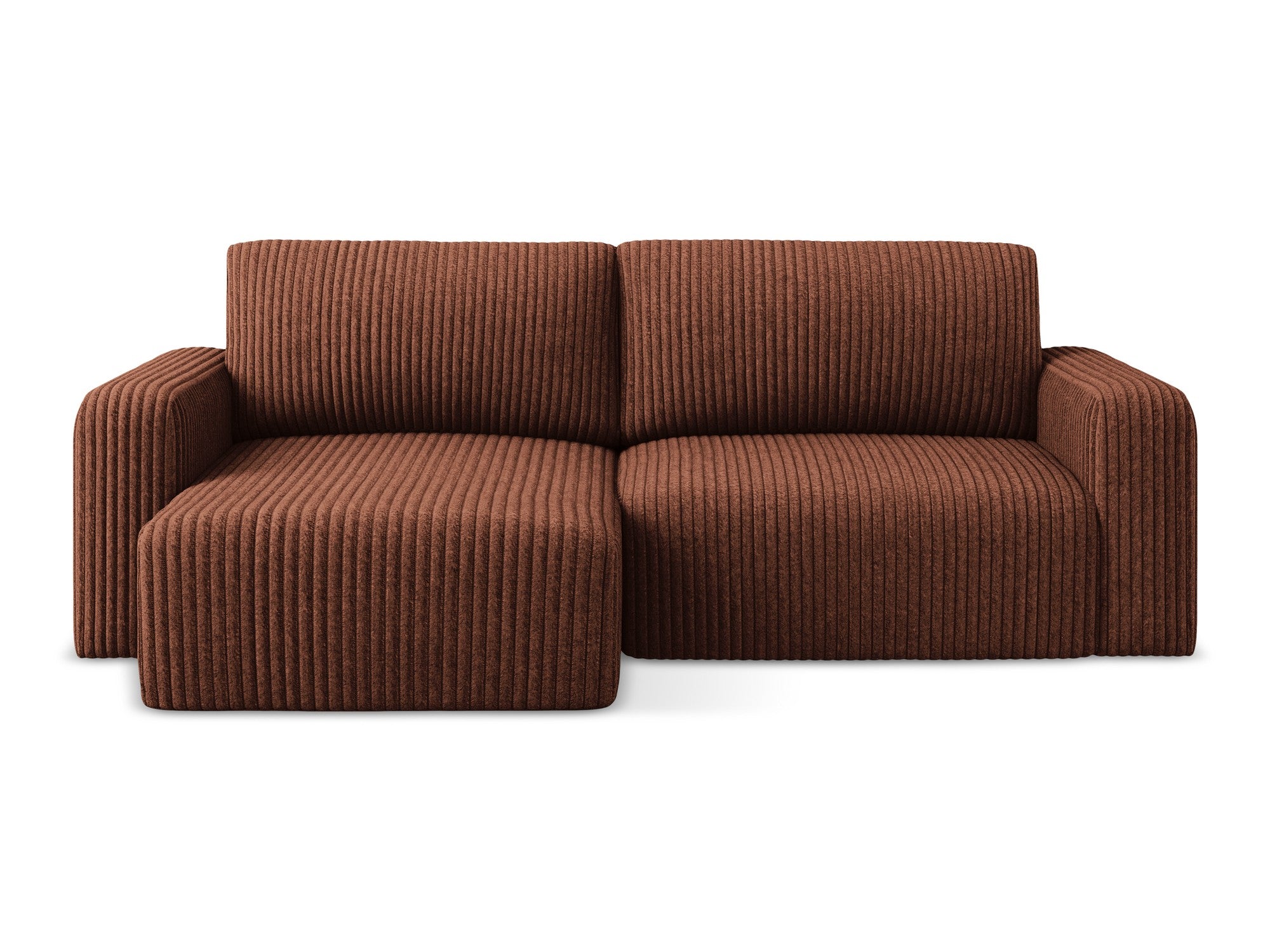 Left-sided corner sofa bed KONA terracotta corduroy