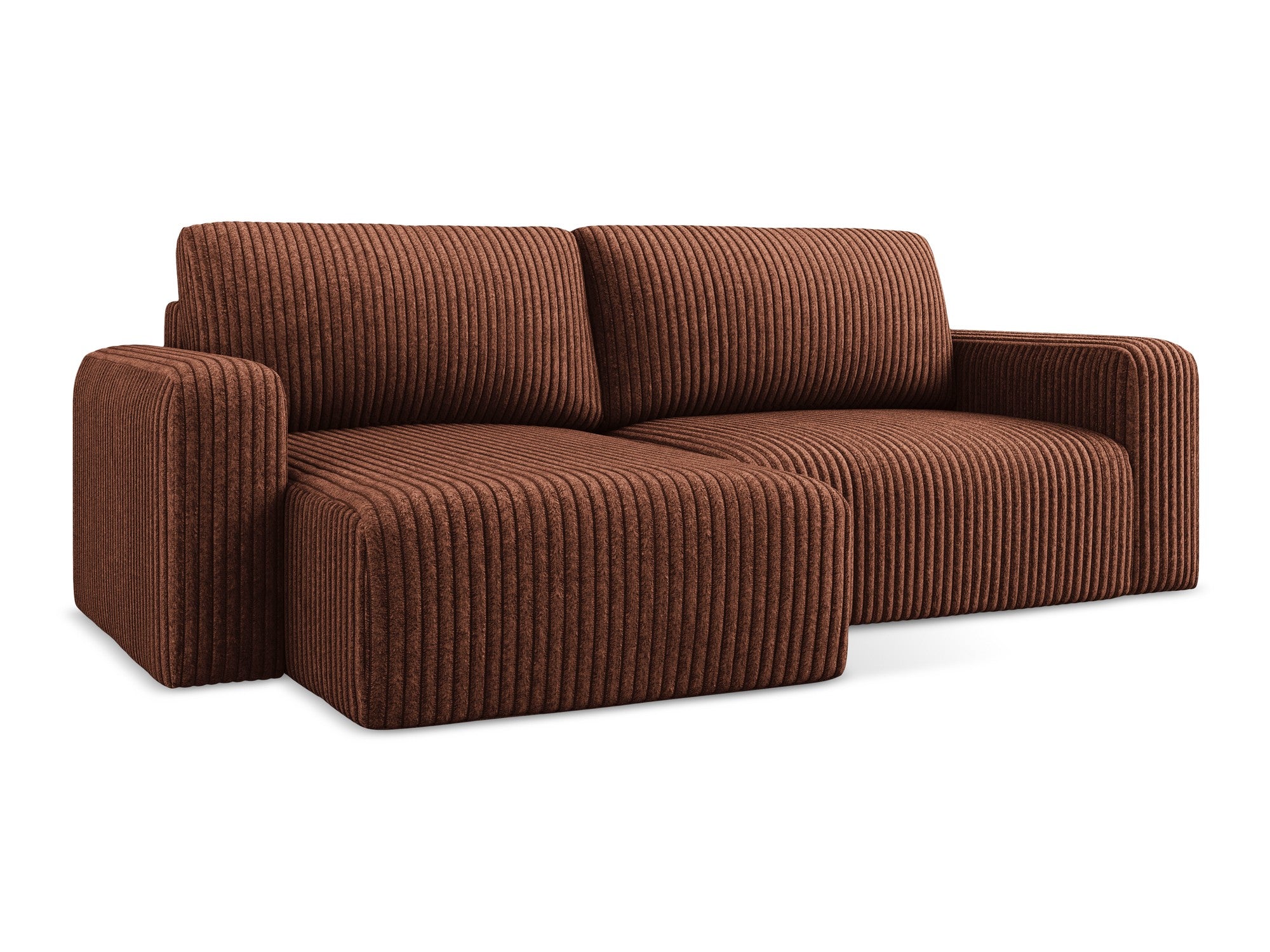 Left-sided corner sofa bed KONA terracotta corduroy
