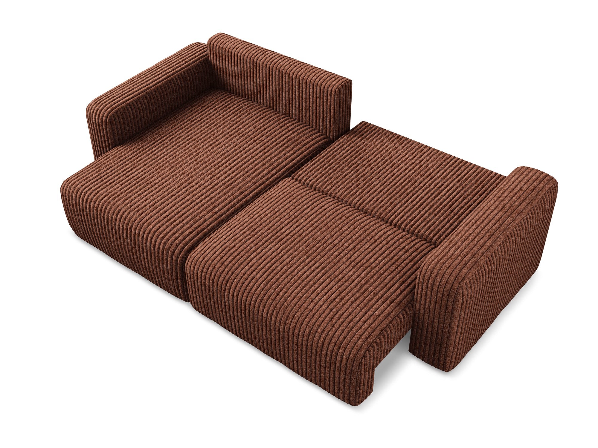 Left-sided corner sofa bed KONA terracotta corduroy