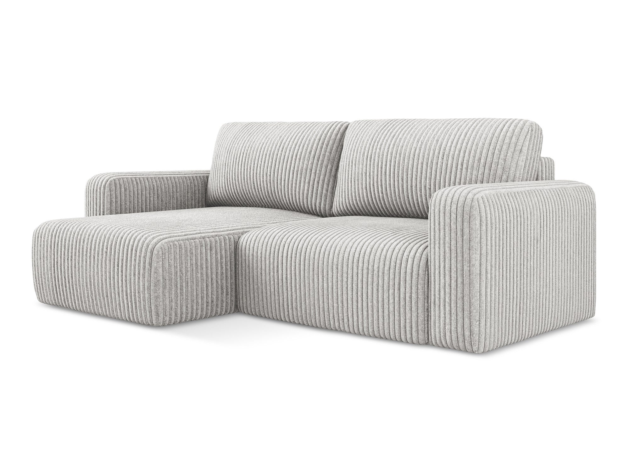 Left-sided corner sofa bed KONA light gray corduroy