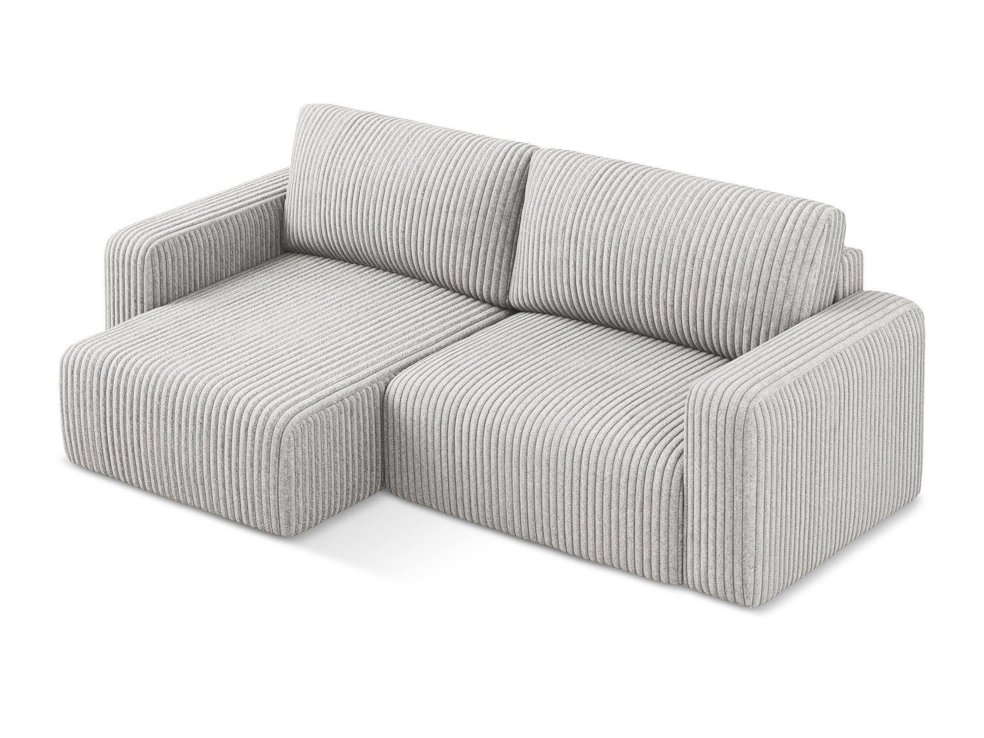 Left-sided corner sofa bed KONA light gray corduroy