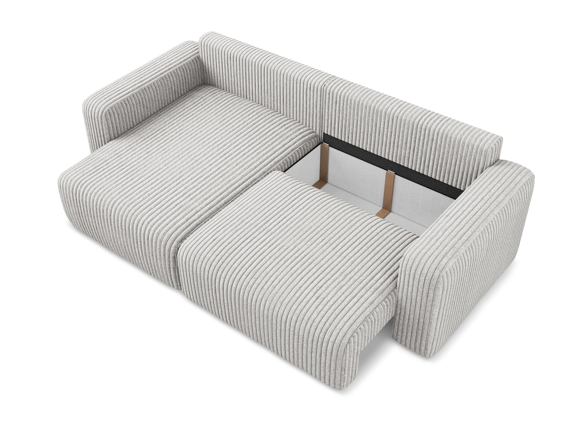 Left-sided corner sofa bed KONA light gray corduroy