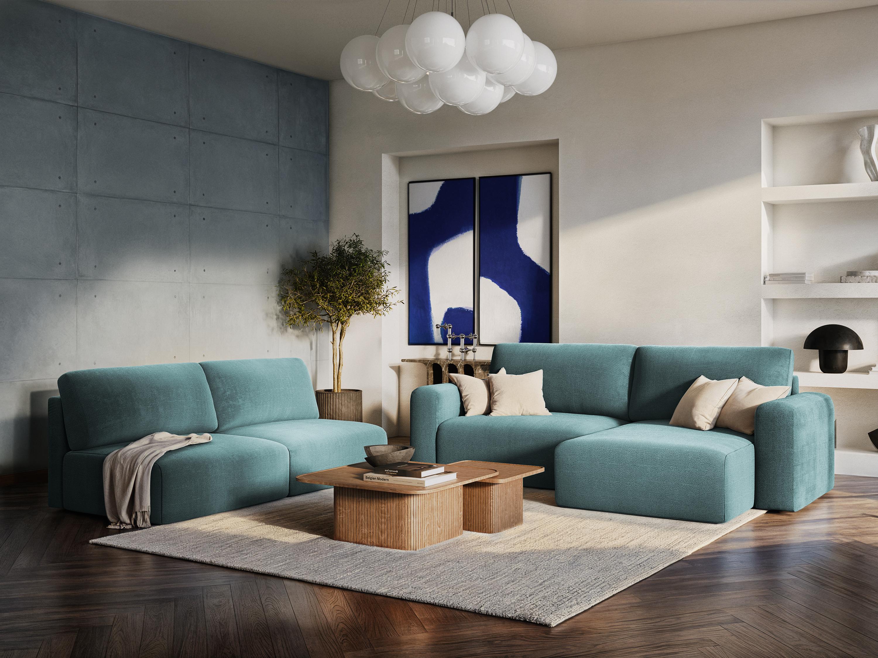 Rechthoekige bank met slaapfunctie KONA lichtgrijs chenille