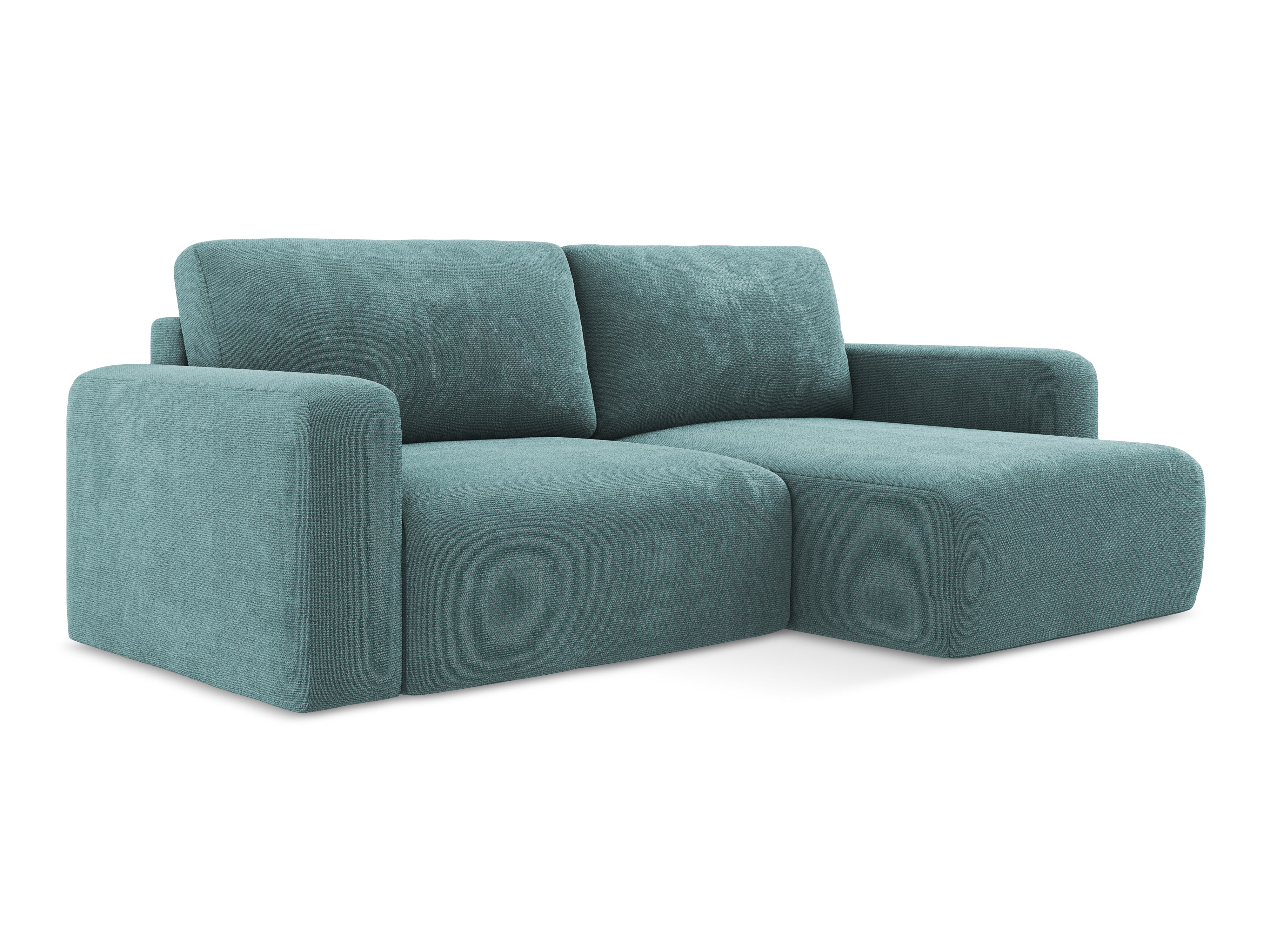Rechtsseitige Schlafcouch KONA in jeansblauem Chenille