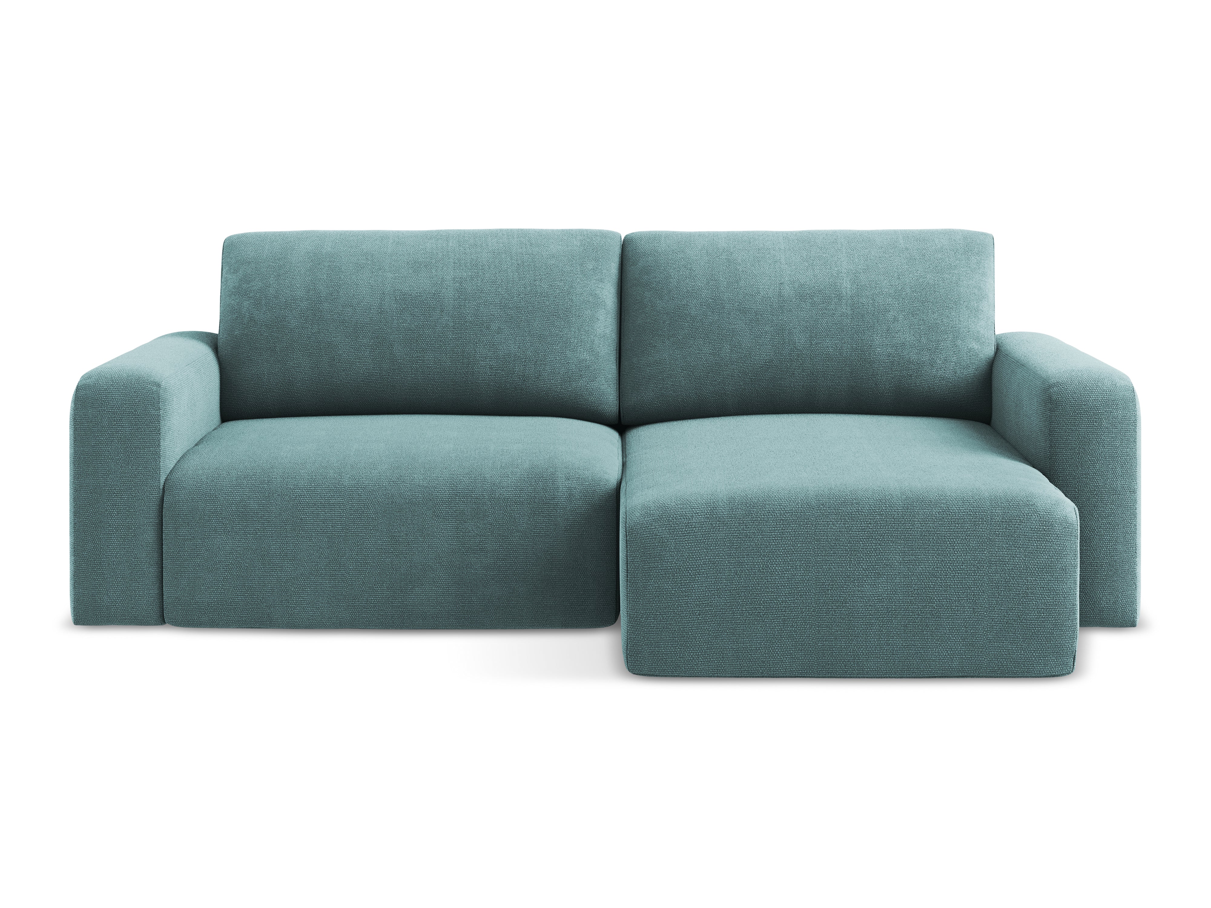Rechtsseitige Schlafcouch KONA in jeansblauem Chenille