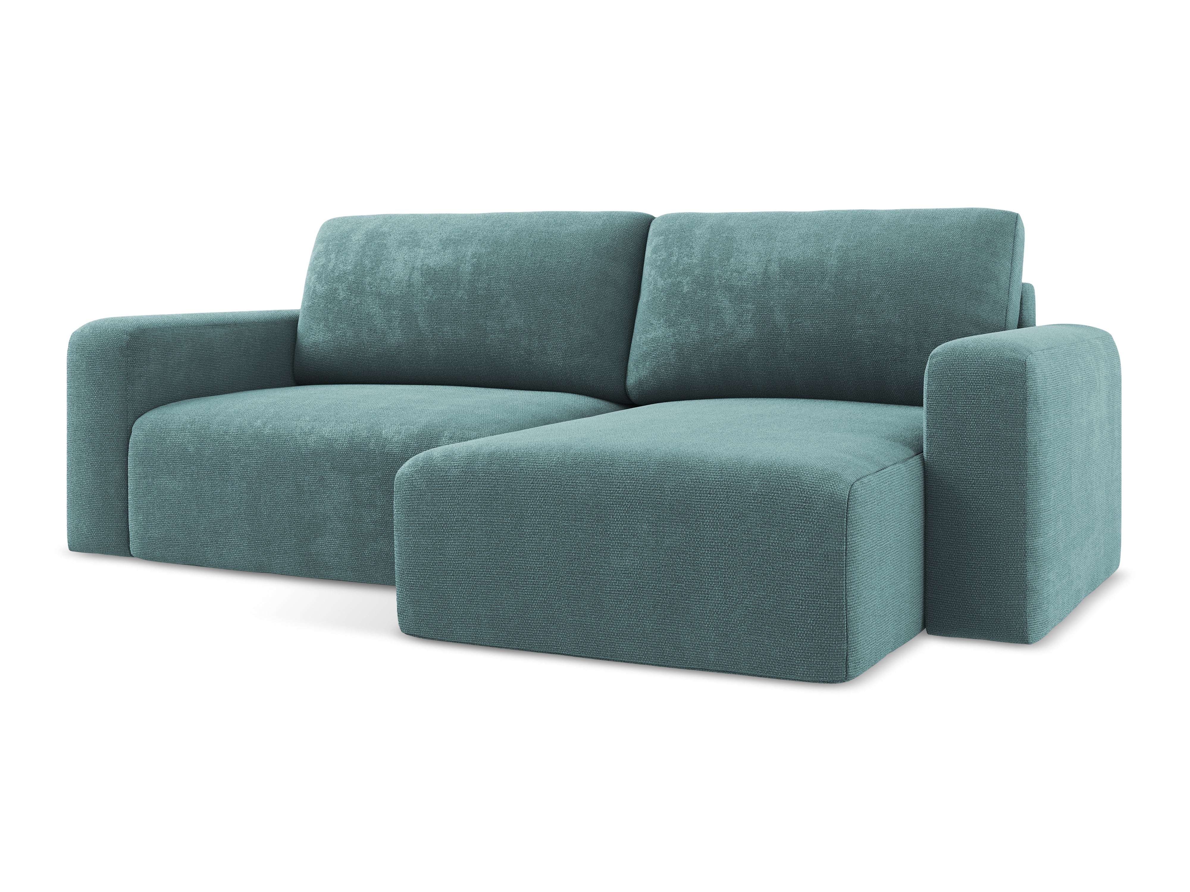 Rechtsseitige Schlafcouch KONA in jeansblauem Chenille