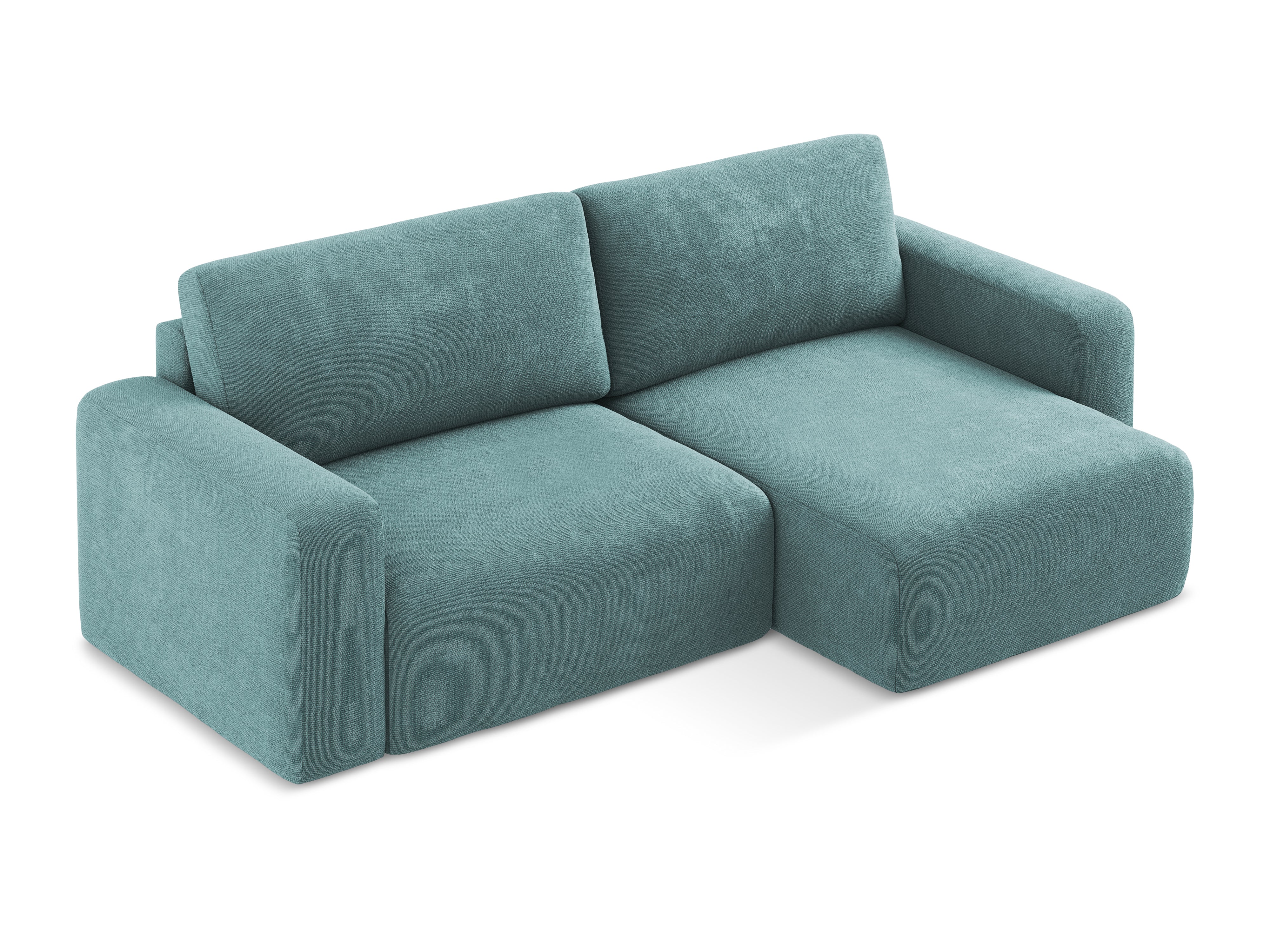 Rechtsseitige Schlafcouch KONA in jeansblauem Chenille