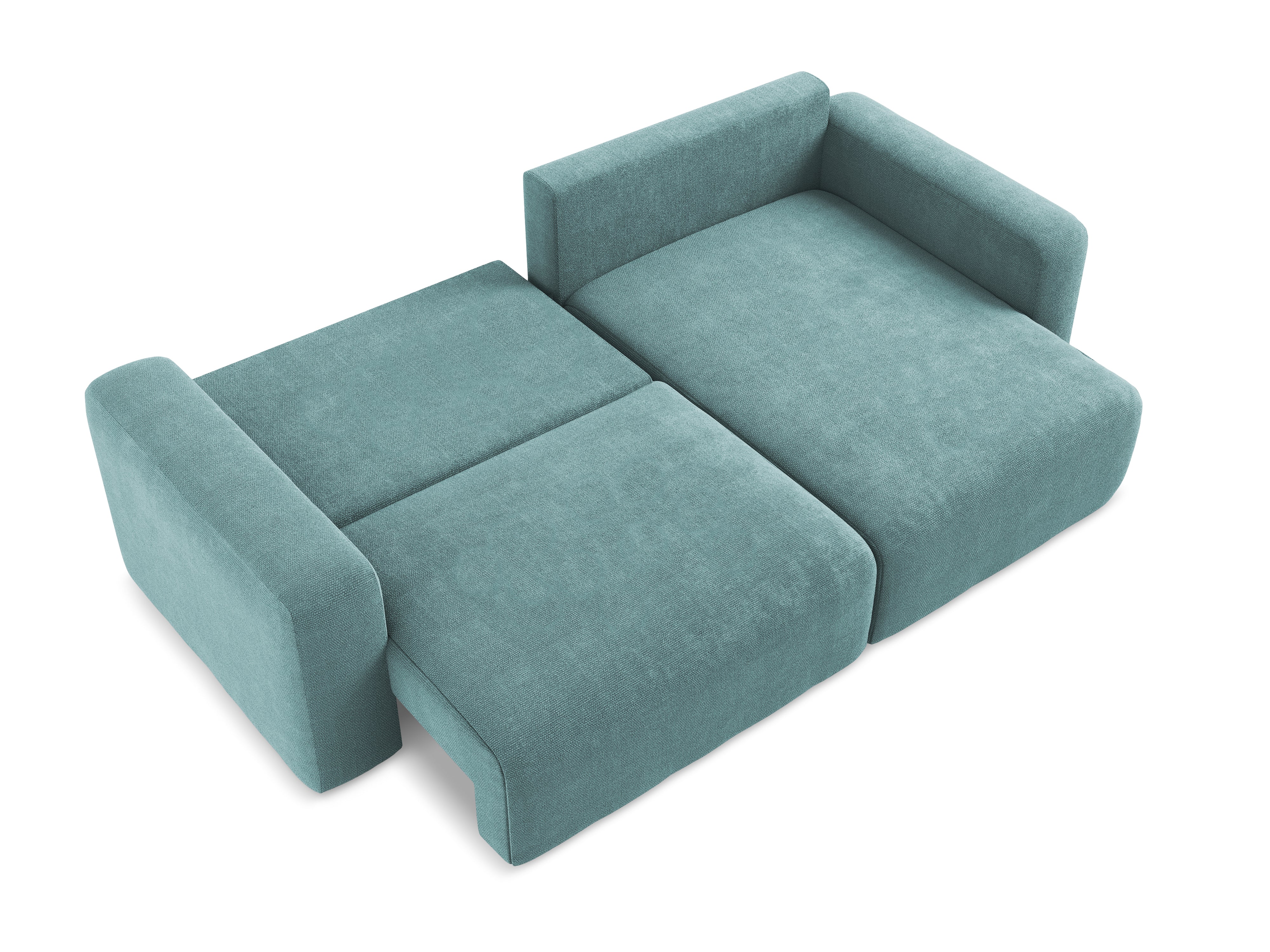 Rechtsseitige Schlafcouch KONA in jeansblauem Chenille