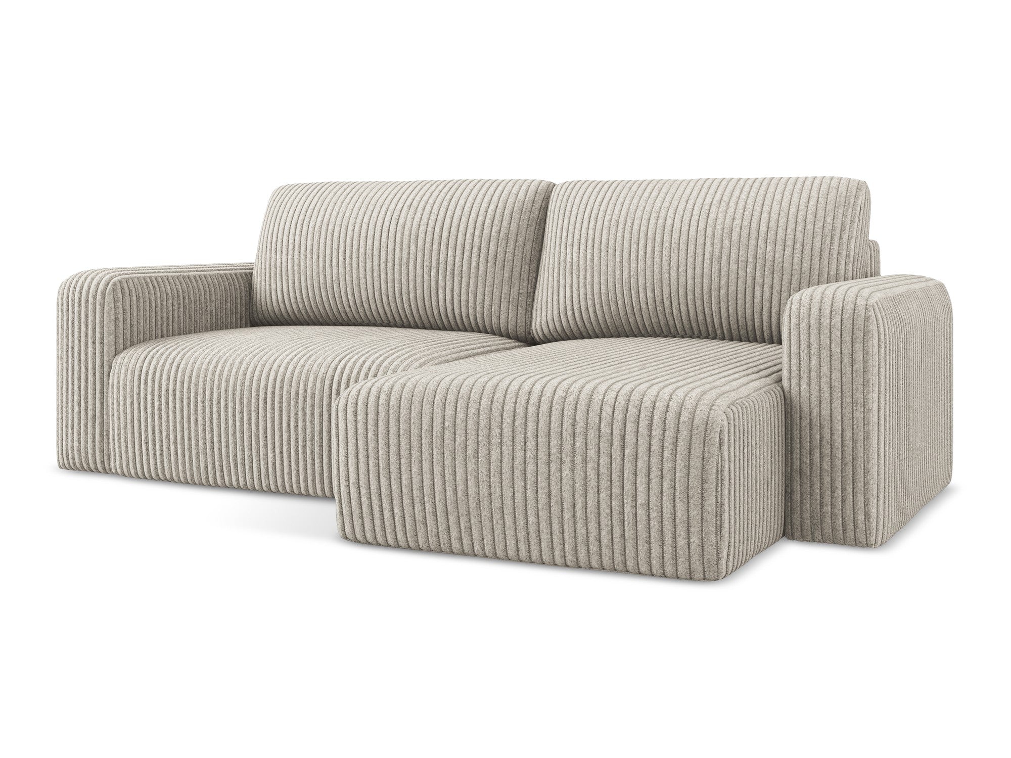 Right-facing corner sofa bed KONA in dark beige corduroy
