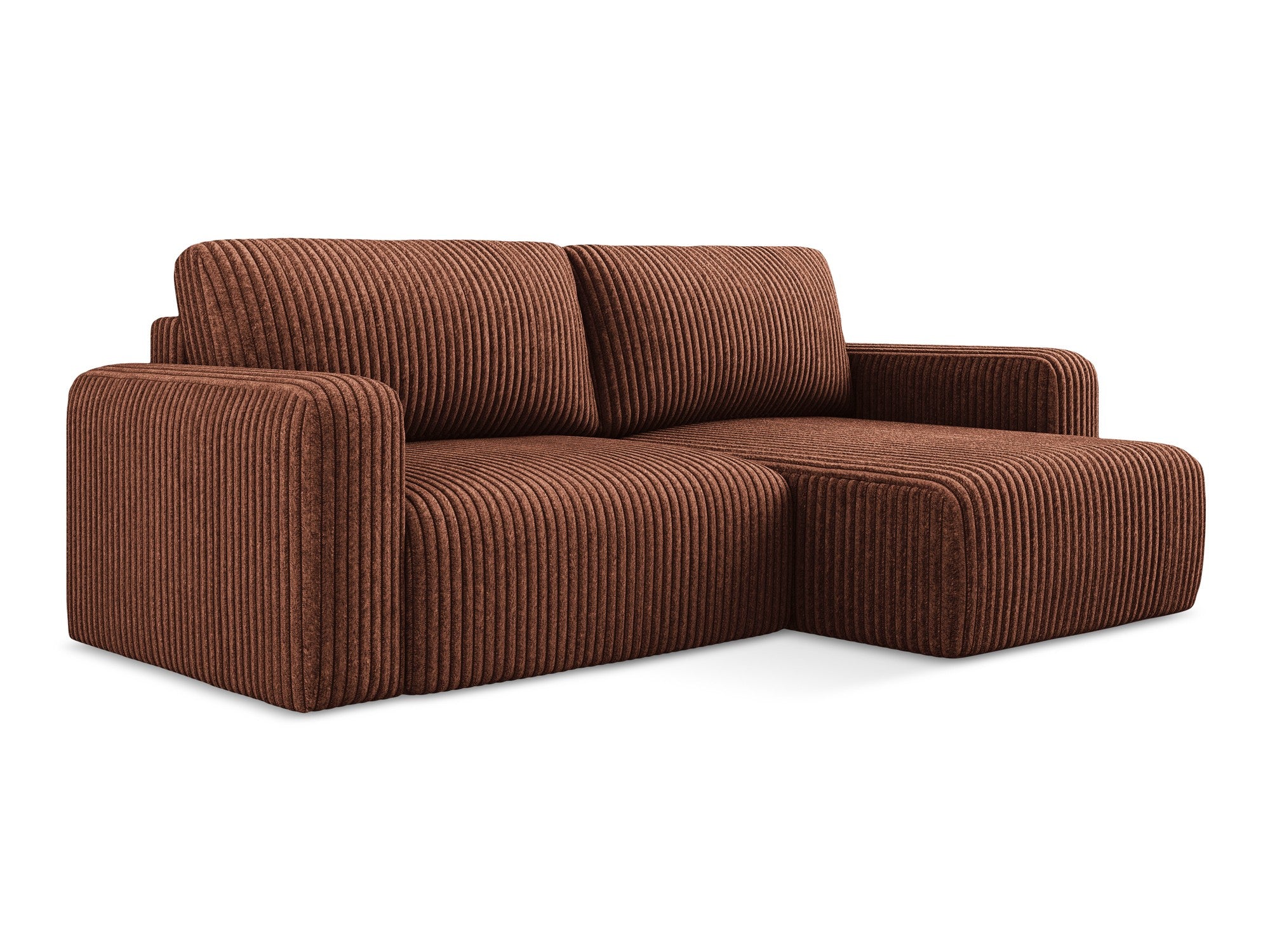 Rechtsseitige Schlafcouch KONA terrakotta Cord