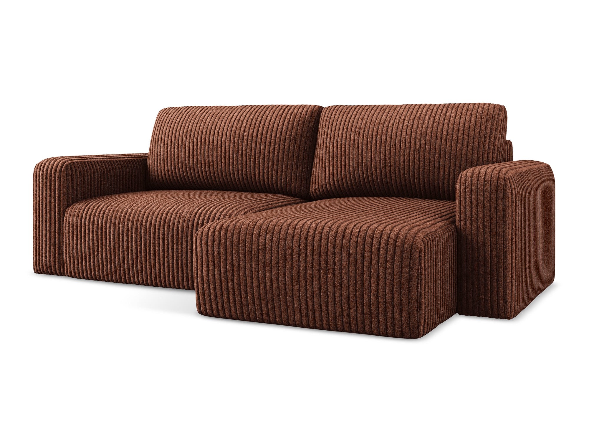 Rechtsseitige Schlafcouch KONA terrakotta Cord