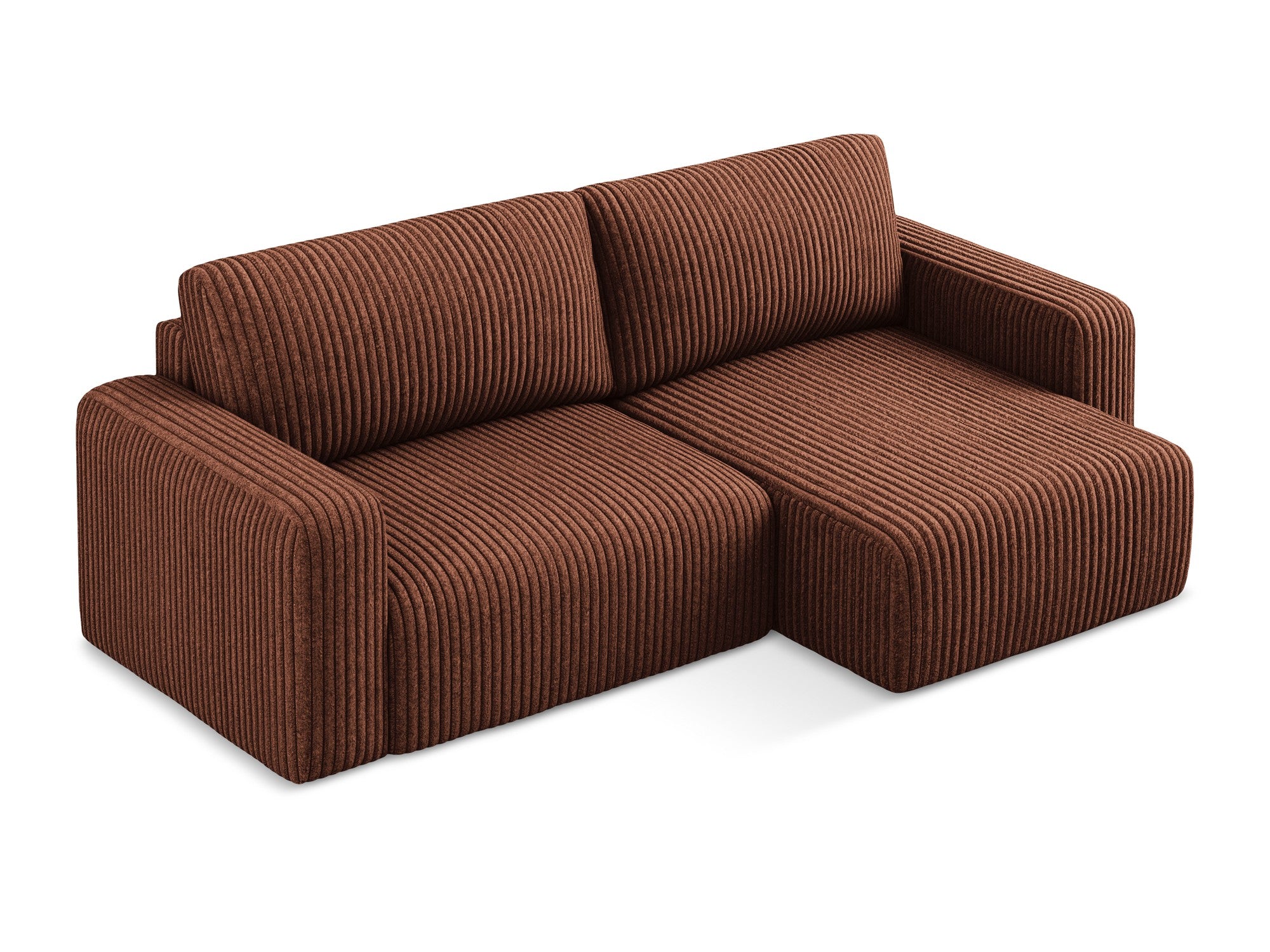 Rechtsseitige Schlafcouch KONA terrakotta Cord