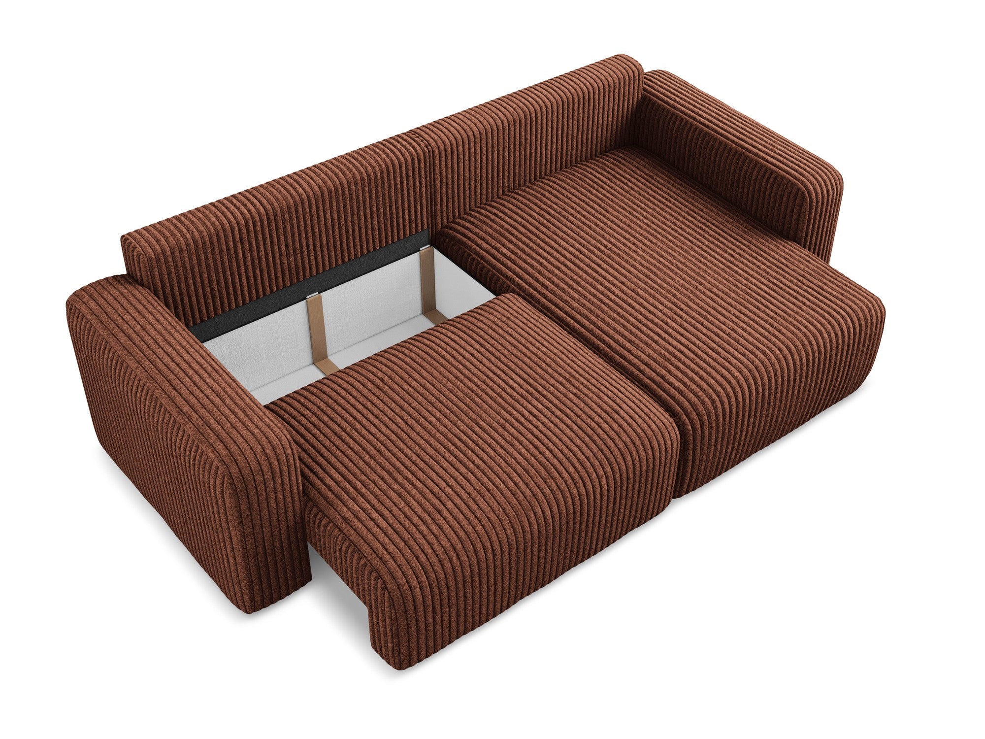 Rechtsseitige Schlafcouch KONA terrakotta Cord