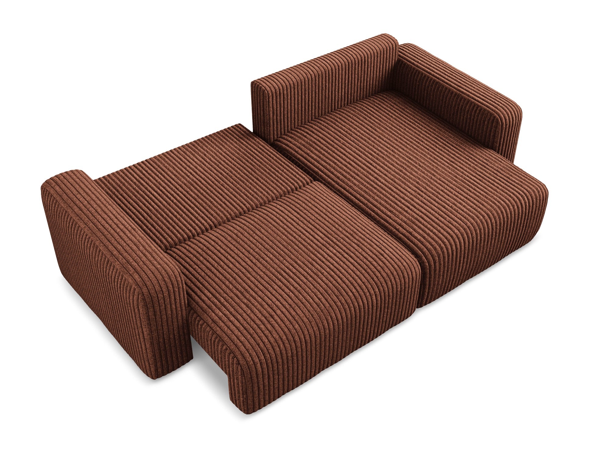 Rechtsseitige Schlafcouch KONA terrakotta Cord
