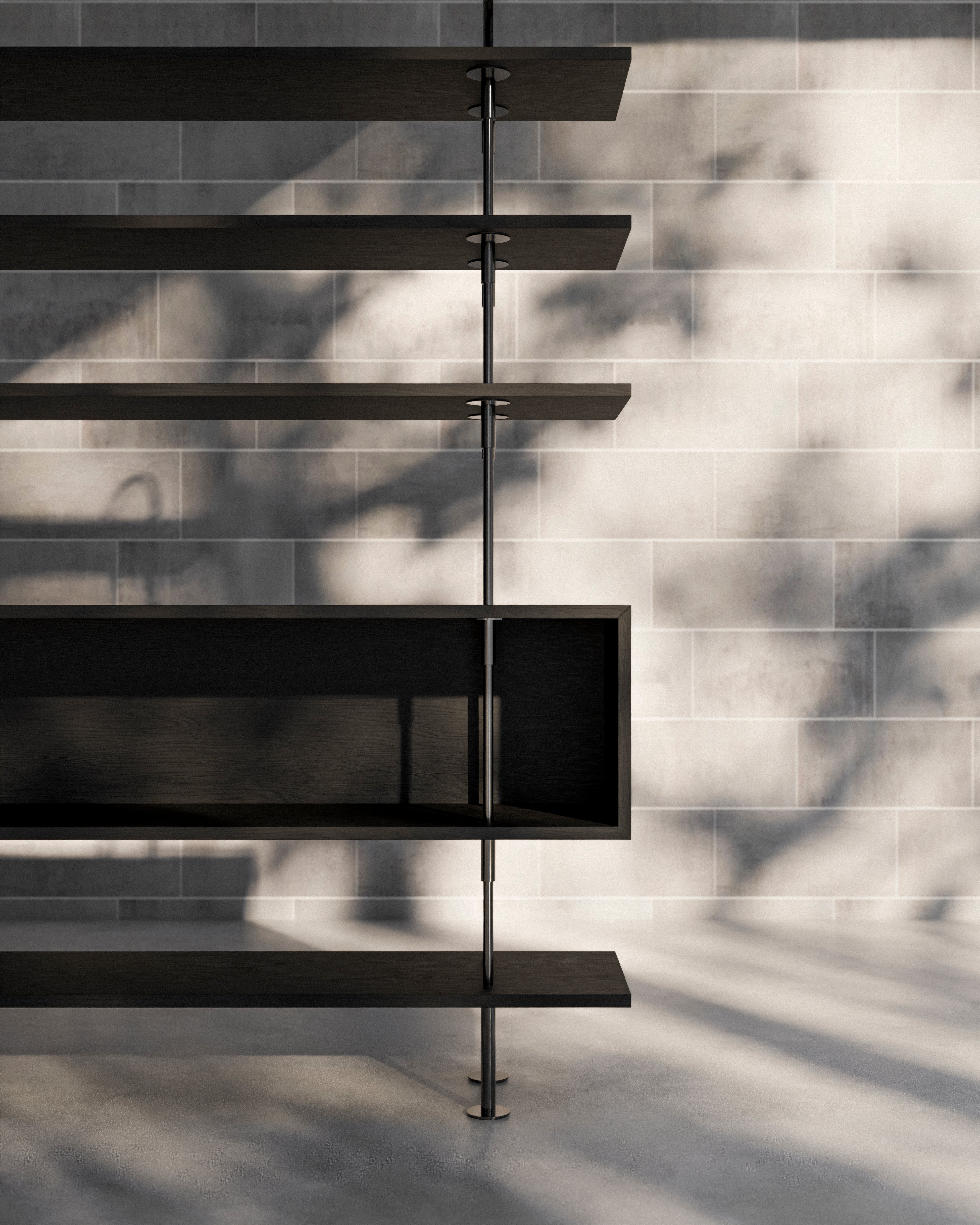 KAST KEEN BOX donker essen hout met zwarte messing frame