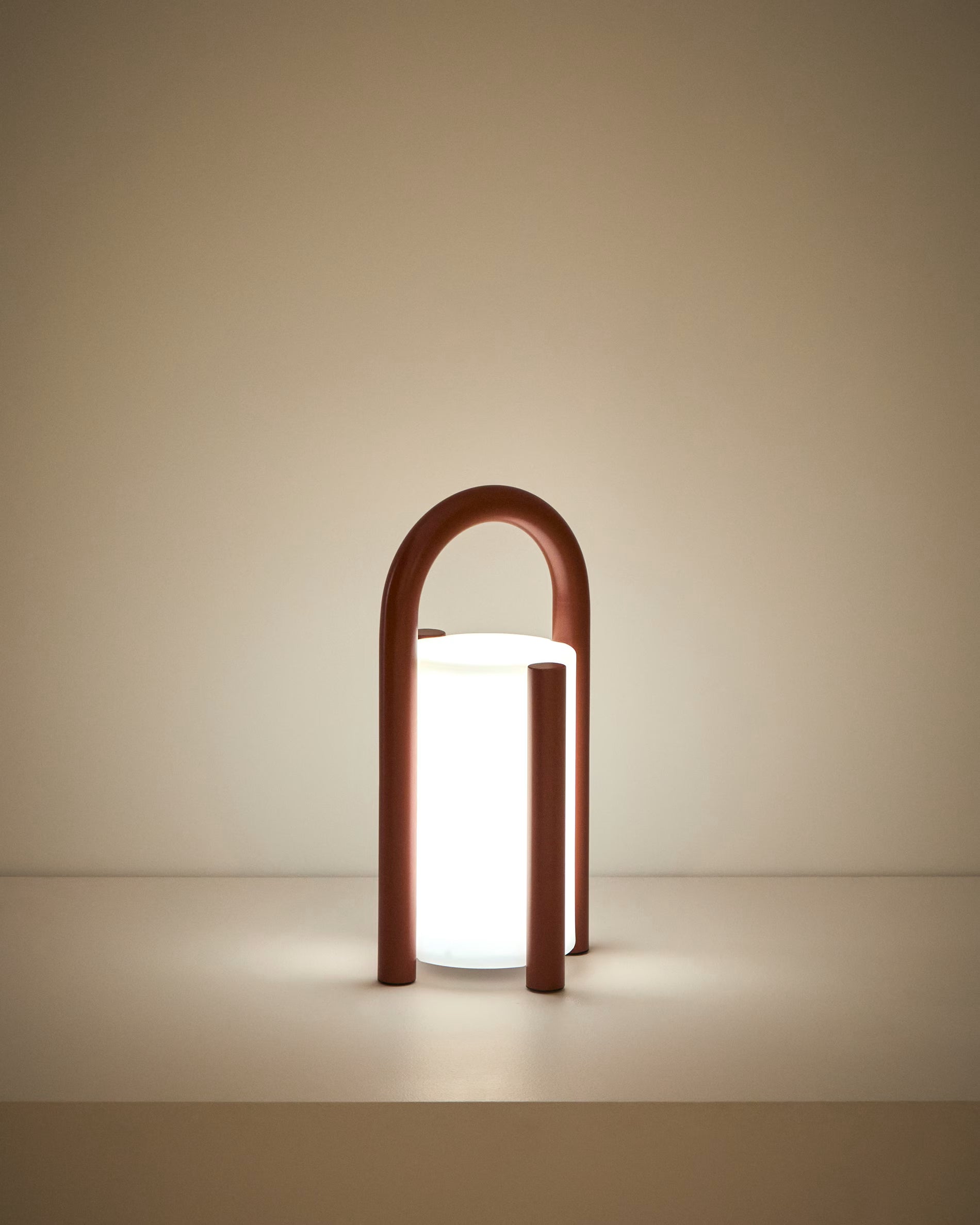 Draagbare tuinlamp LEROS terracotta