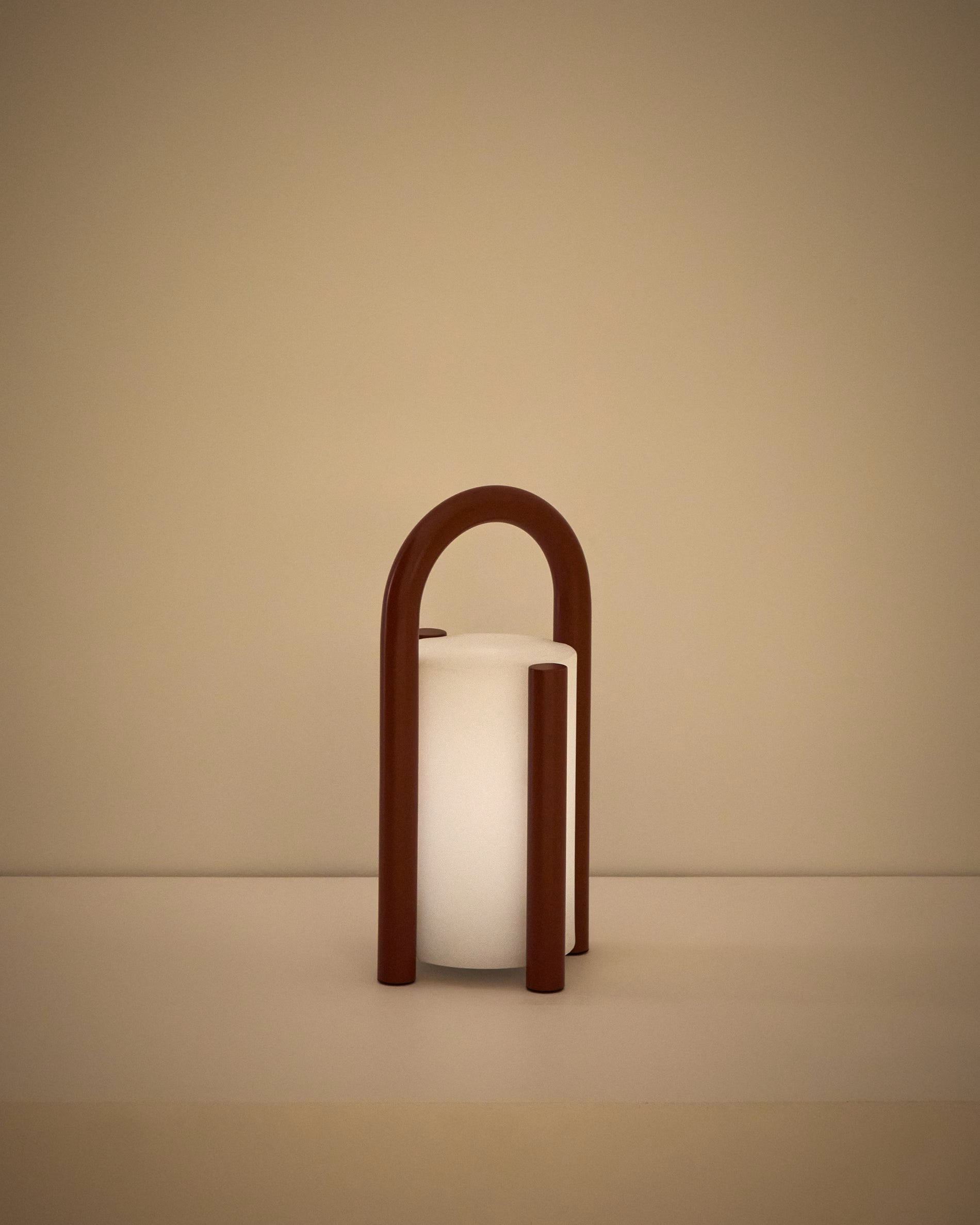 Draagbare tuinlamp LEROS terracotta