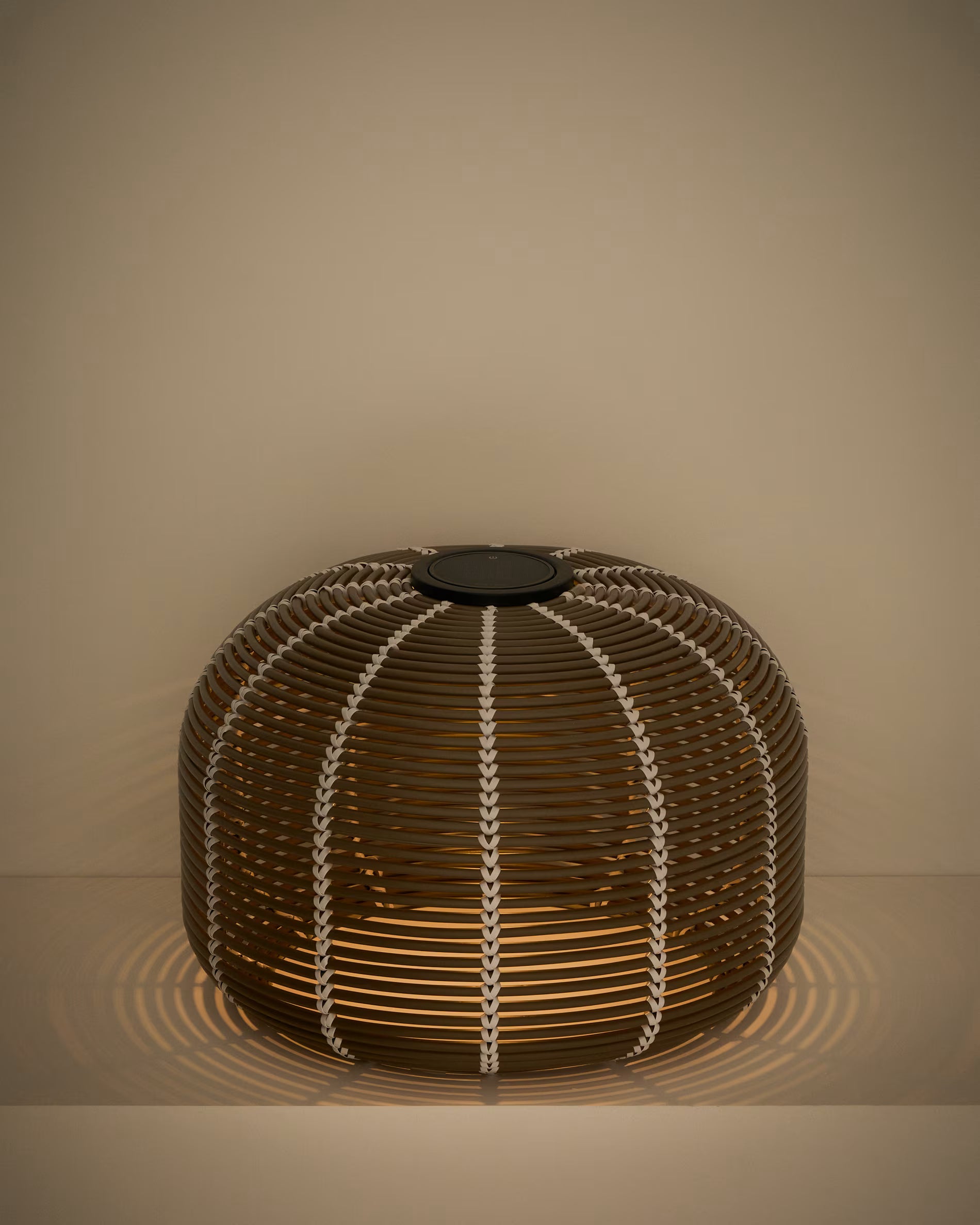 GAROINA taupe solar garden lamp synthetic rattan