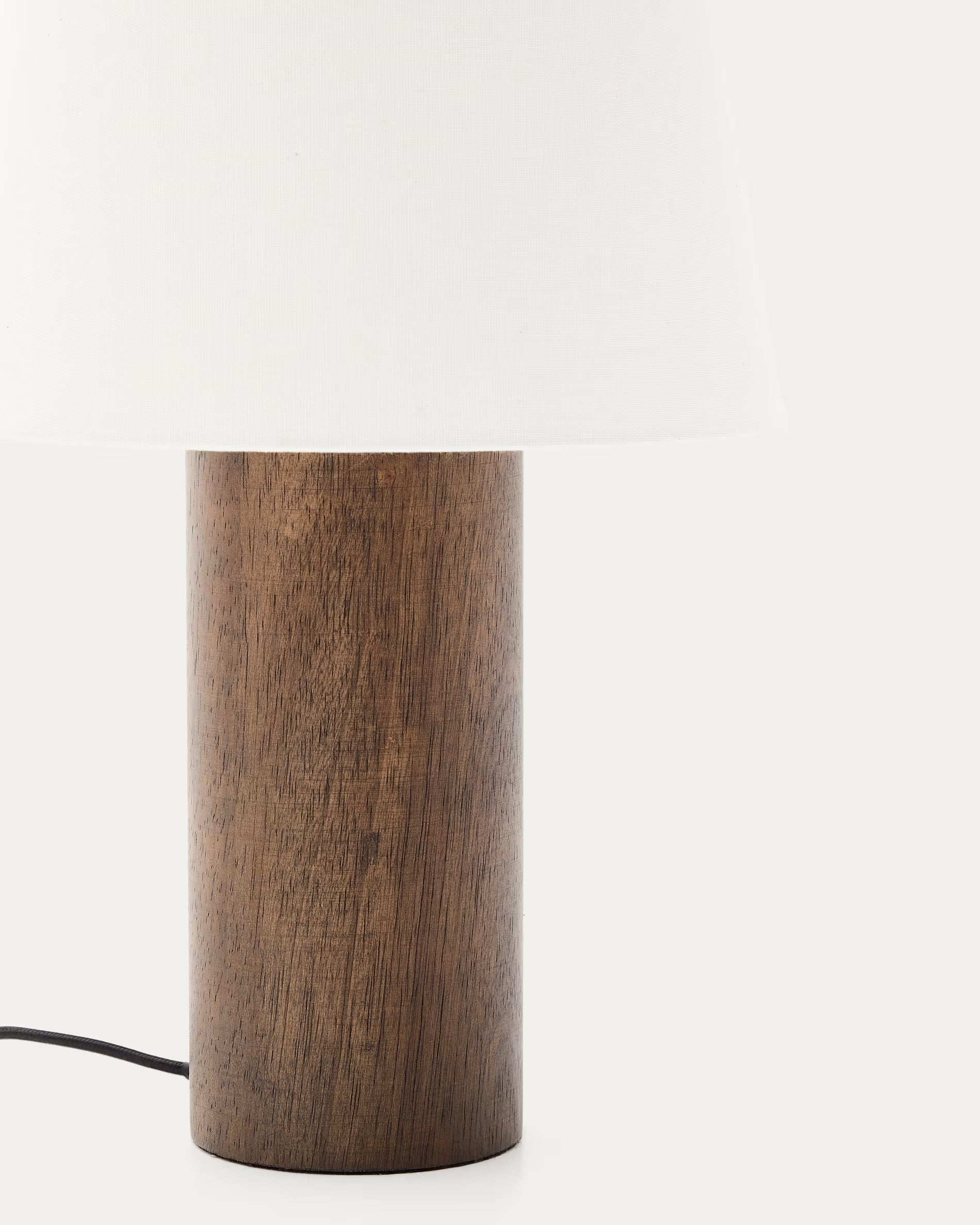 MARGA table lamp dark rubber wood with white shade