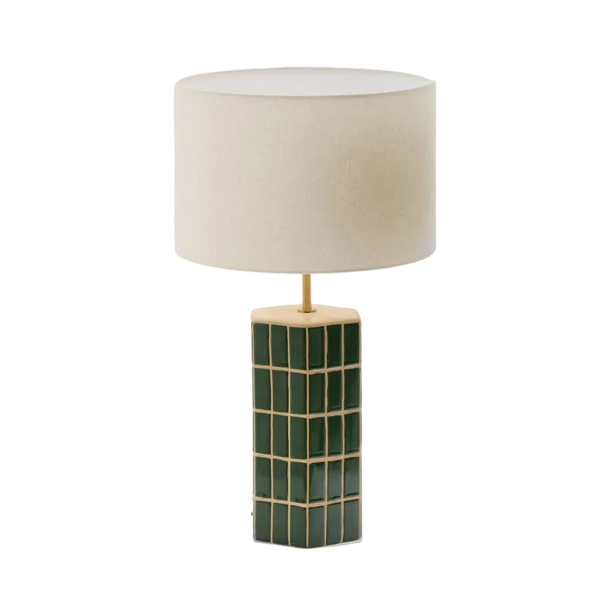 Lampa stołowa RUE zielona ceramika z abażurem ecru – Kave Home