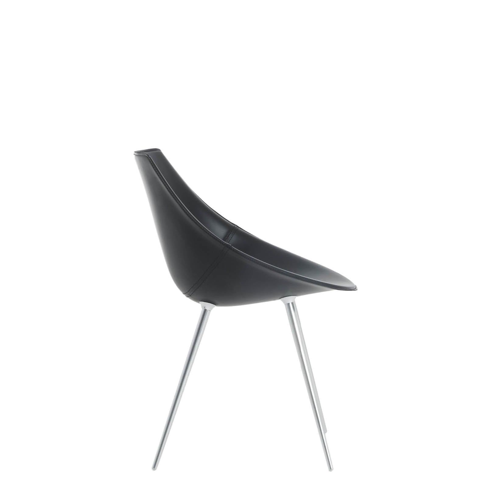 Chair lagò black leather with an aluminum base