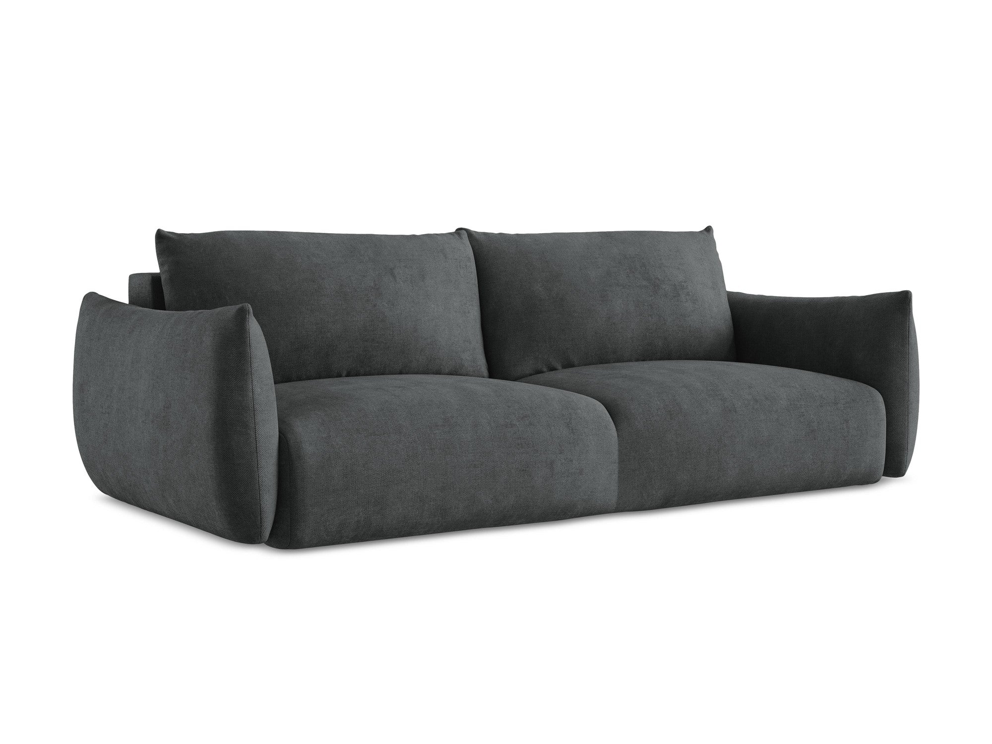 Sofa für 3 Personen mit Schlaf-Funktion LEILA dunkelgrau Chenille