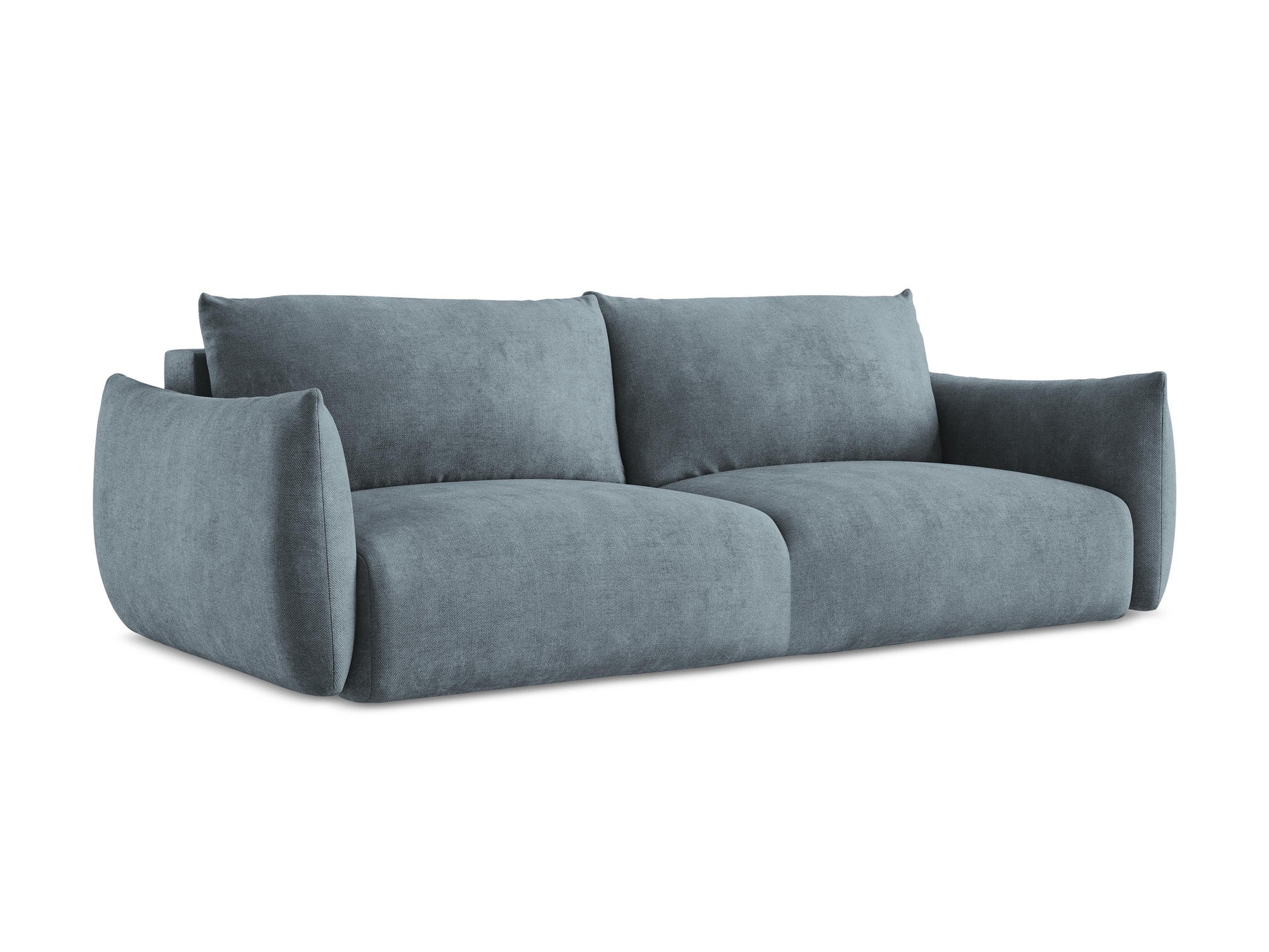 Sofa für 3 Personen mit Schlaf-Funktion LEILA in jeansblauem Chenille