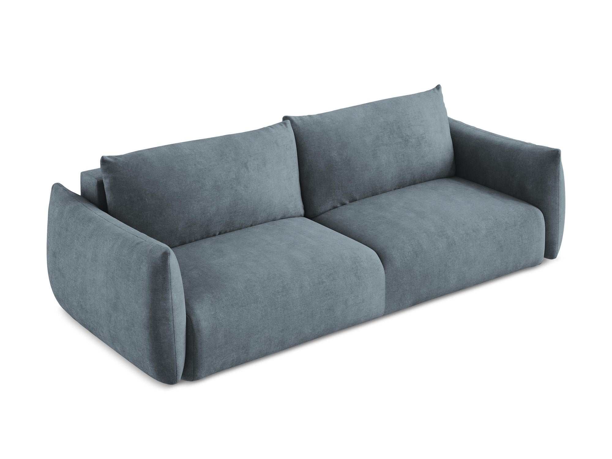 Sofa für 3 Personen mit Schlaf-Funktion LEILA in jeansblauem Chenille