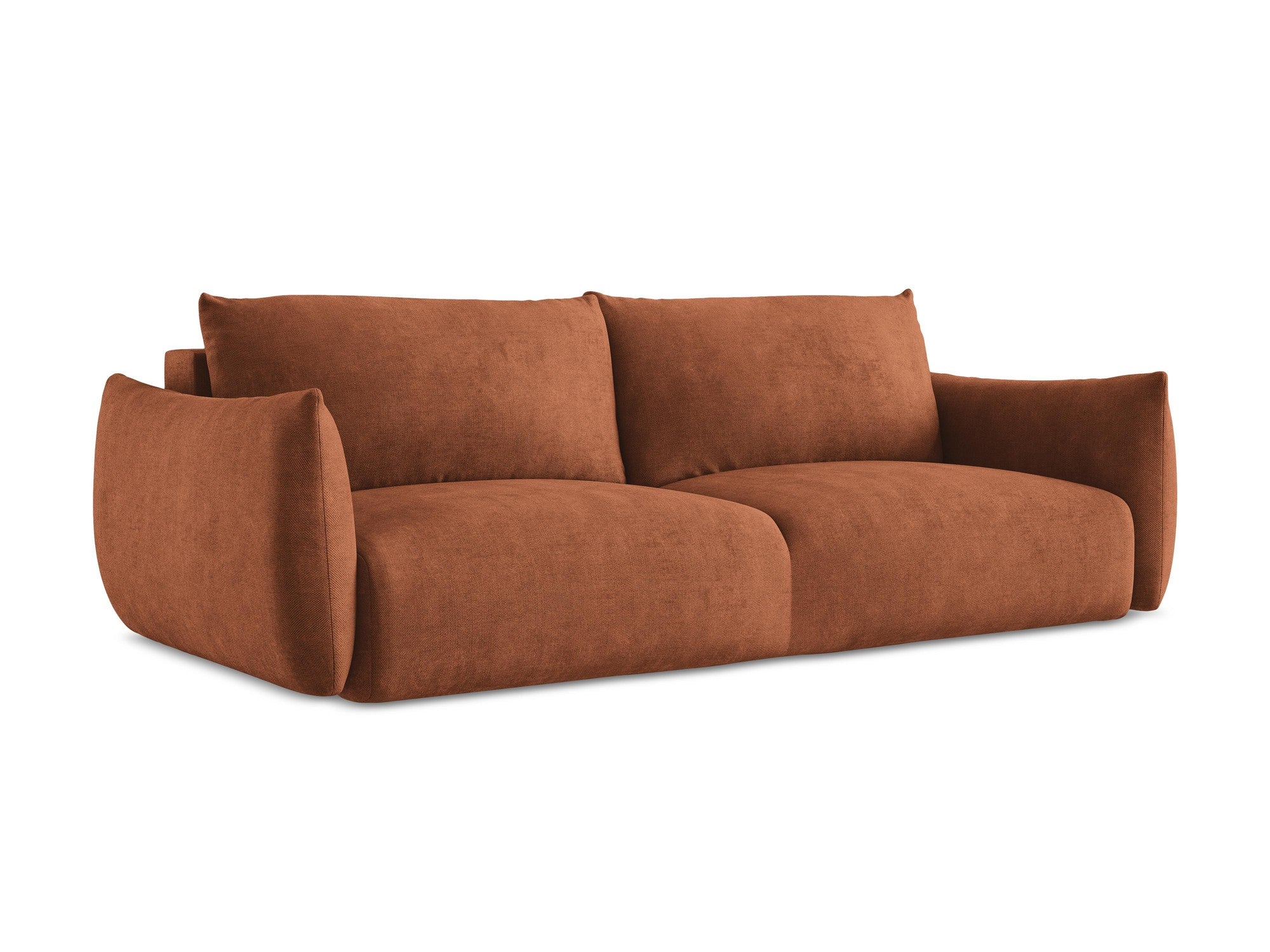 3-Seater Sofa with Sleeping Function LEILA Terracotta Chenille